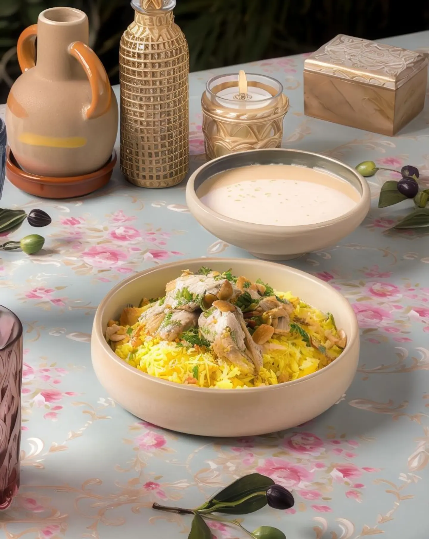 منسف باللحم والمكسرات