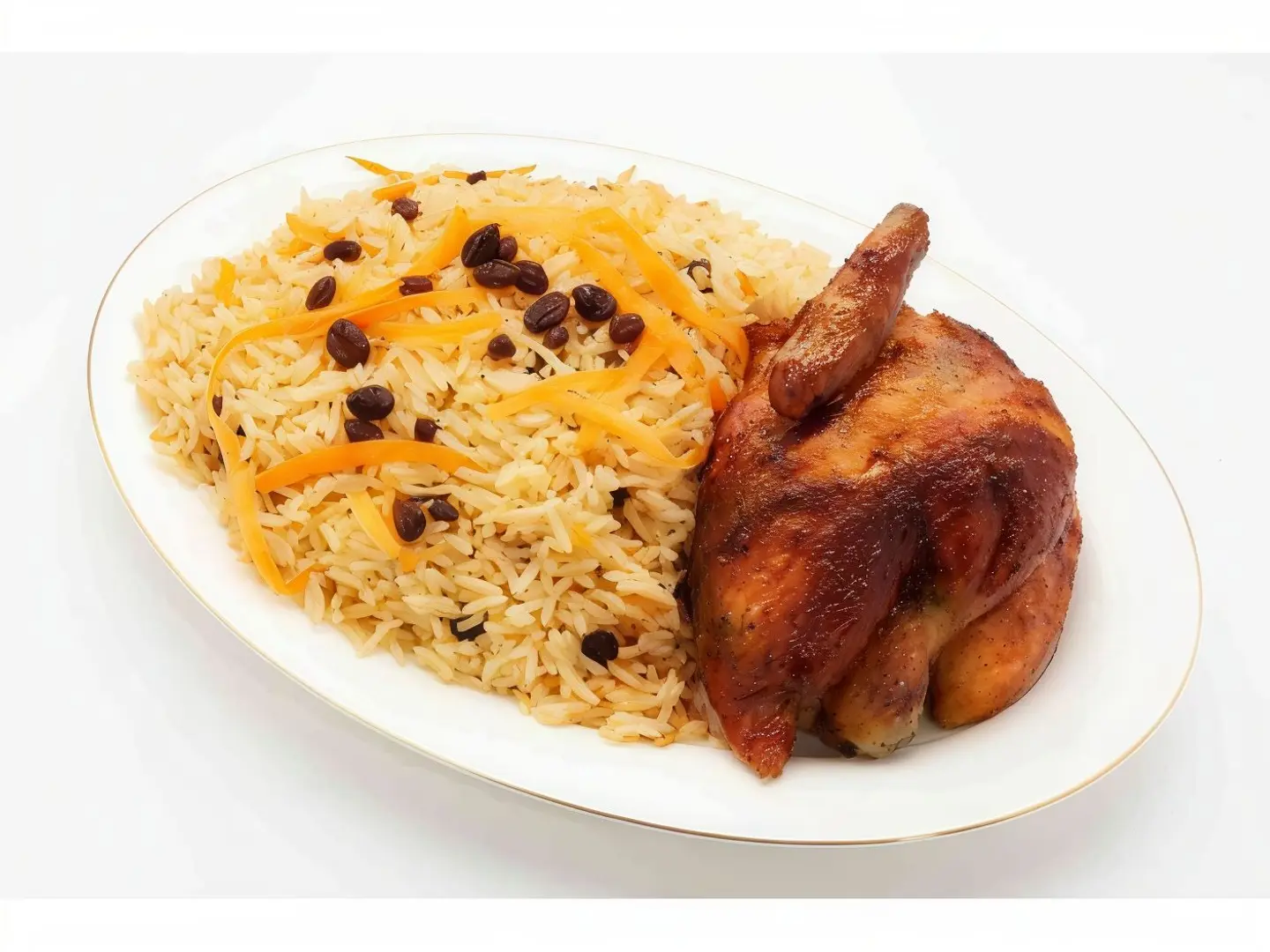 One Charcoal Grilled Chicken With Rice