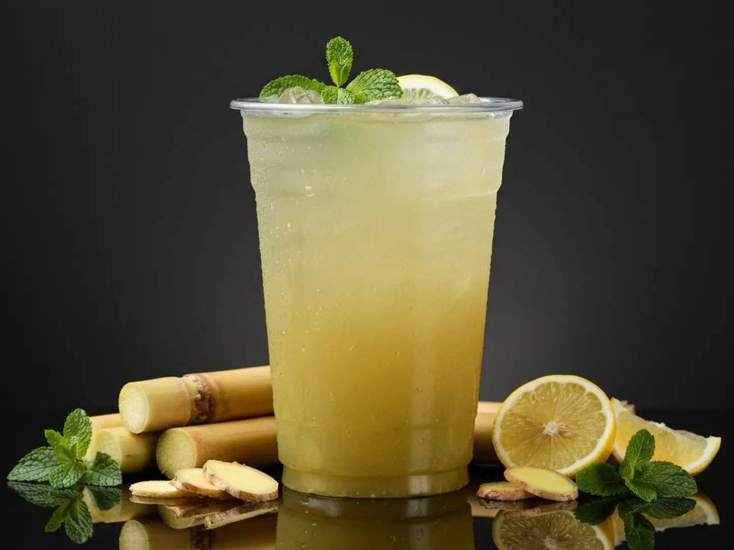 عصير قصب السكر الخاص بالزنجبيل والليمون والنعناع (كبير)