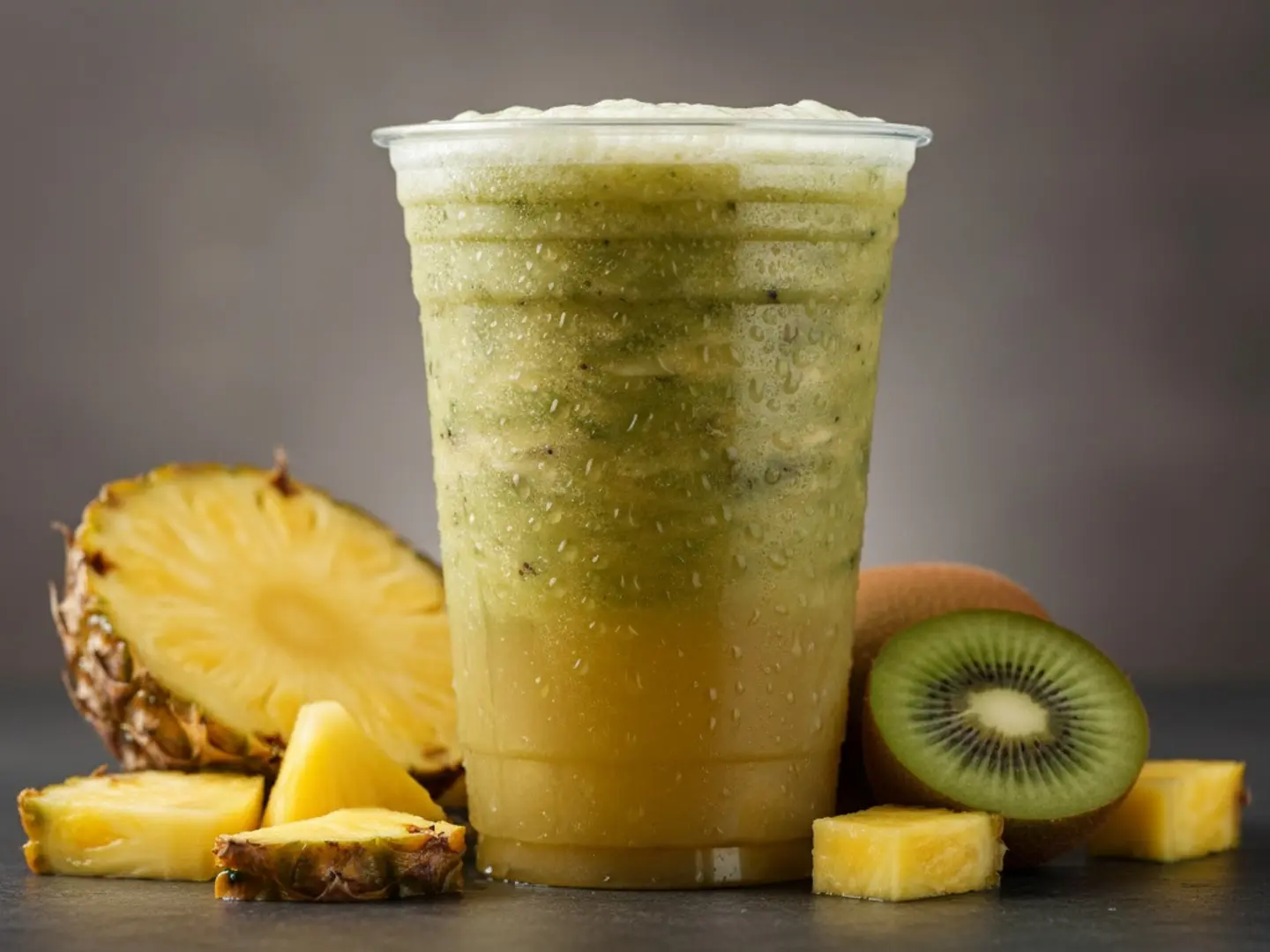 أناناس مع كيوي (وسط)