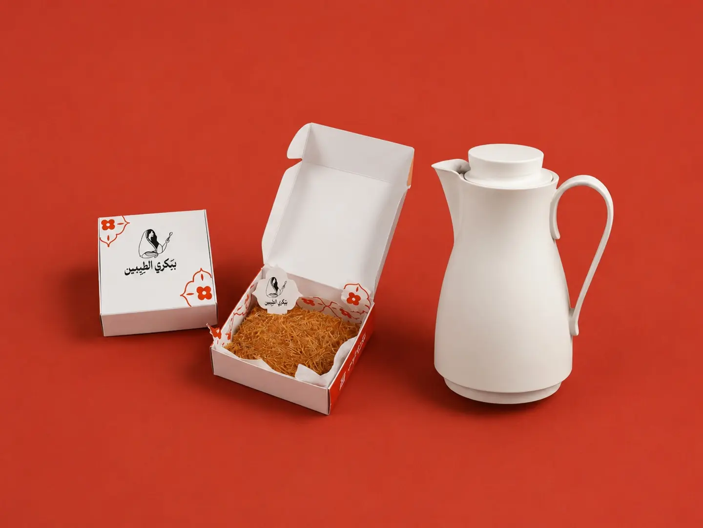 Small Basbousa Al Taybeen And Saudi Coffee Thermos