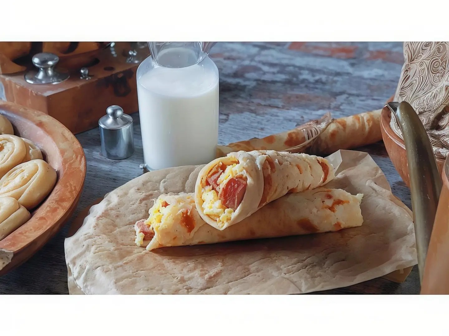 Double Chapati With Eggs And Cheese