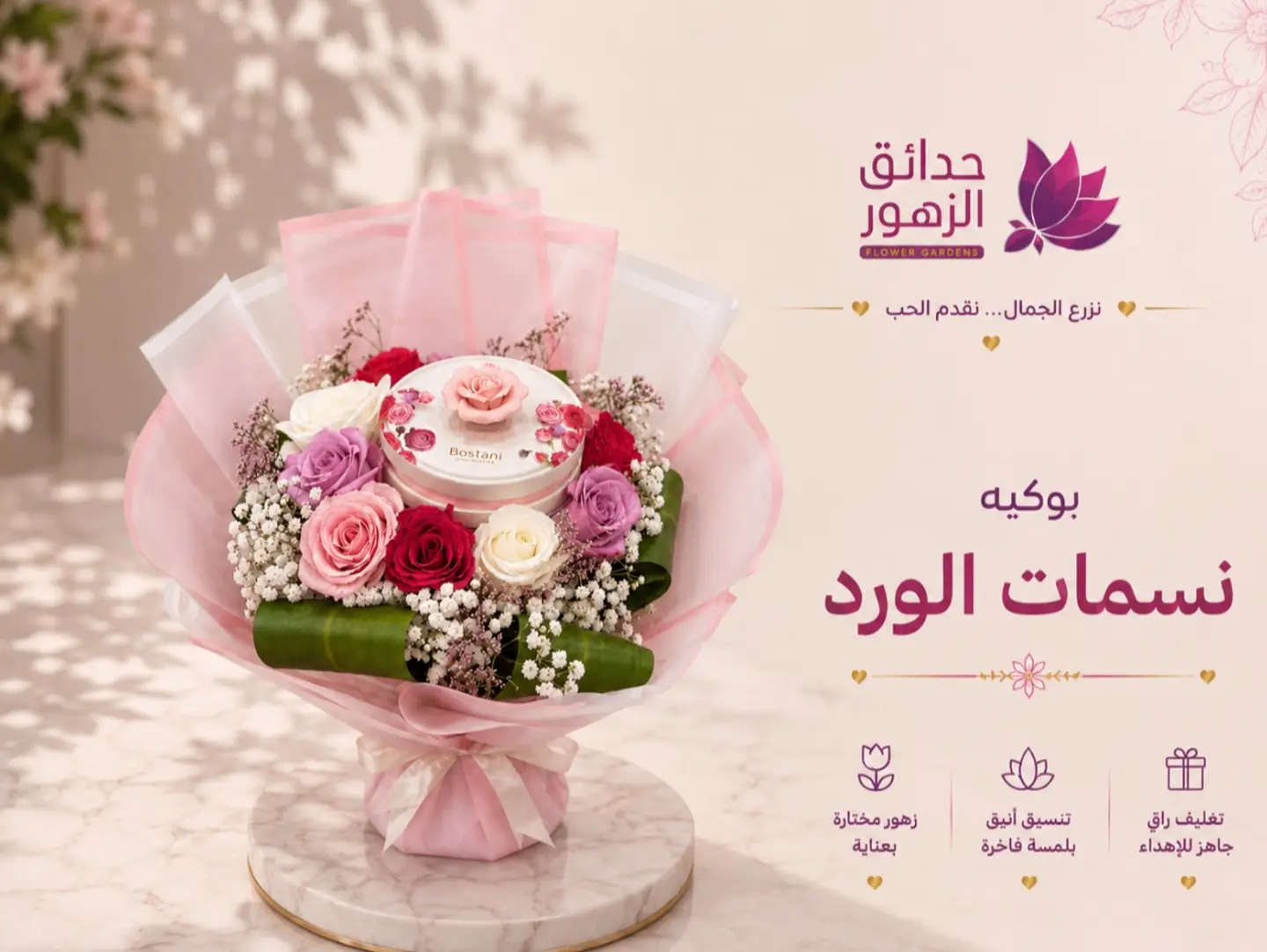 Pink Bouquet With Small Chocolates From Bustani