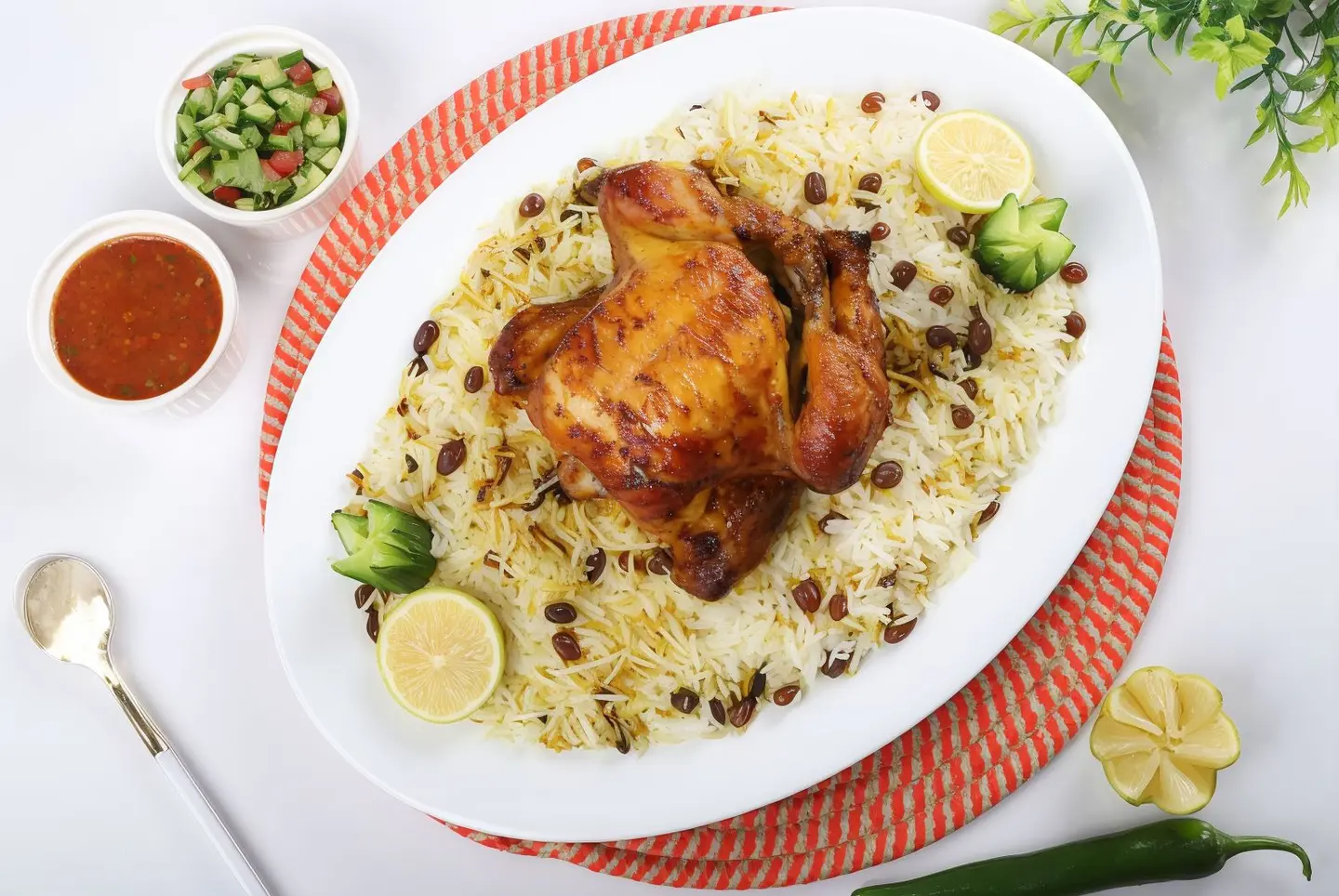 Full Grilled Chicken With White Rice