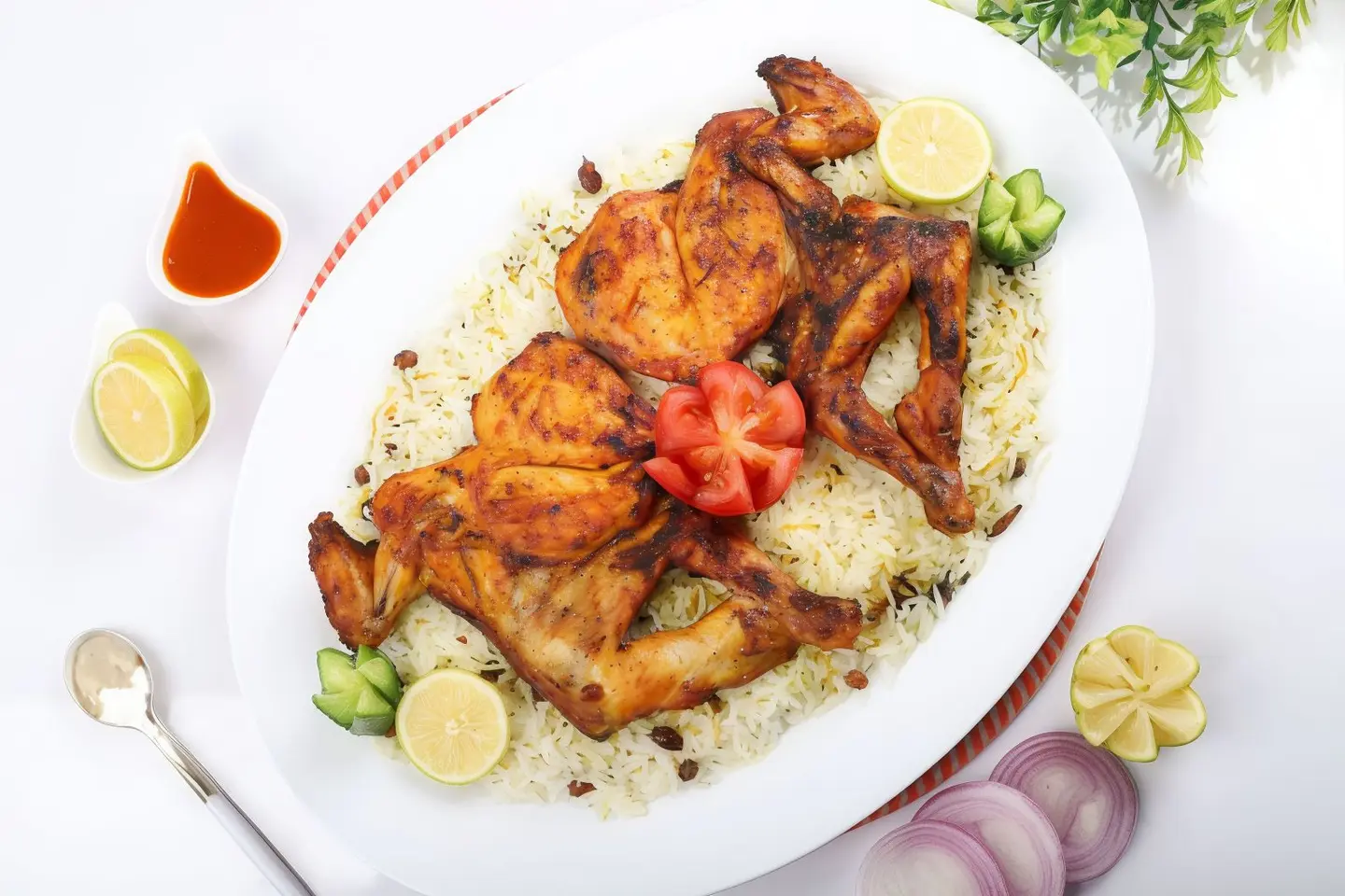 Full Chicken On Charcoal White Rice