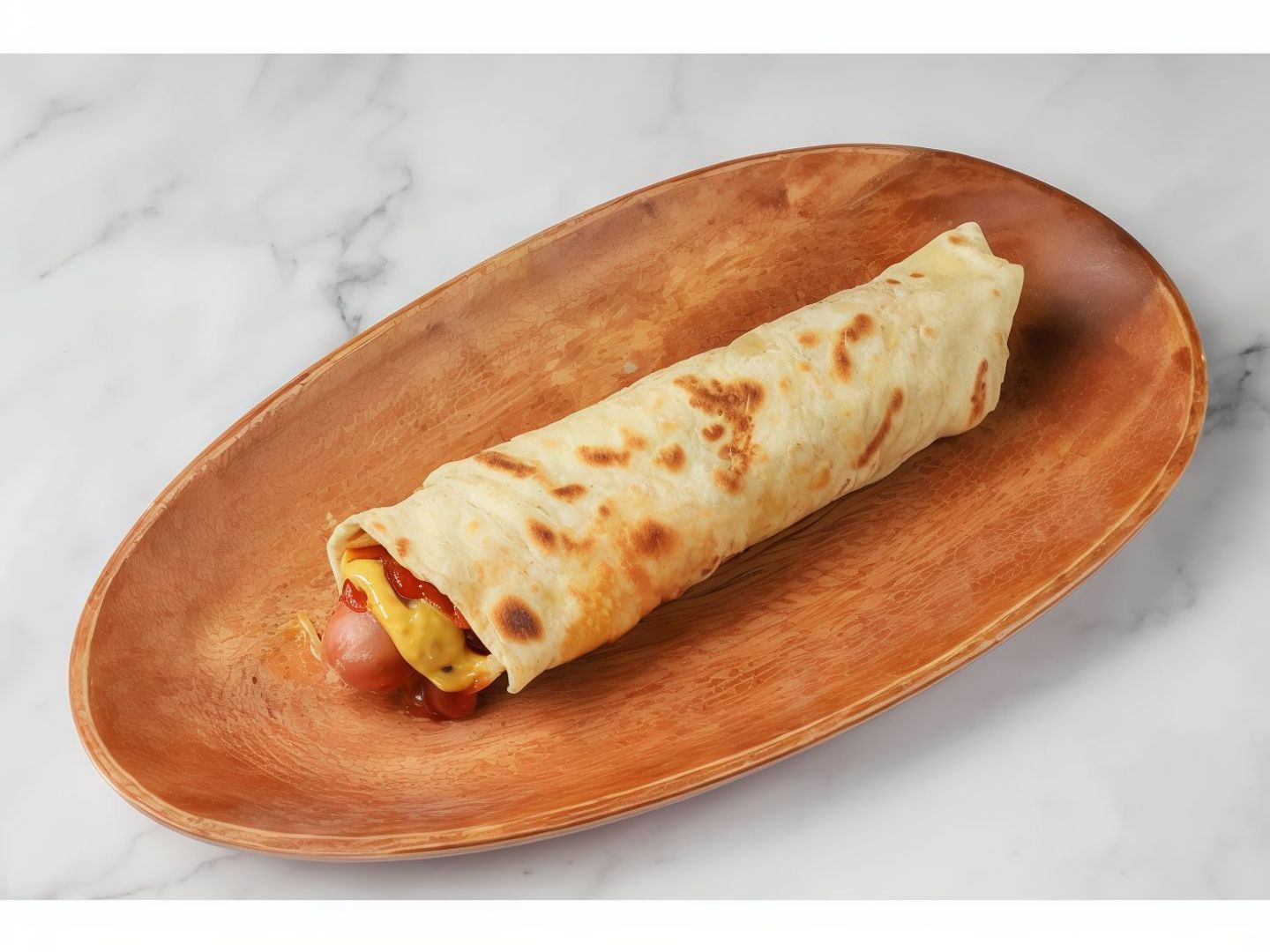 Egg, Cheese, And Hot Dog Chapati Paratha