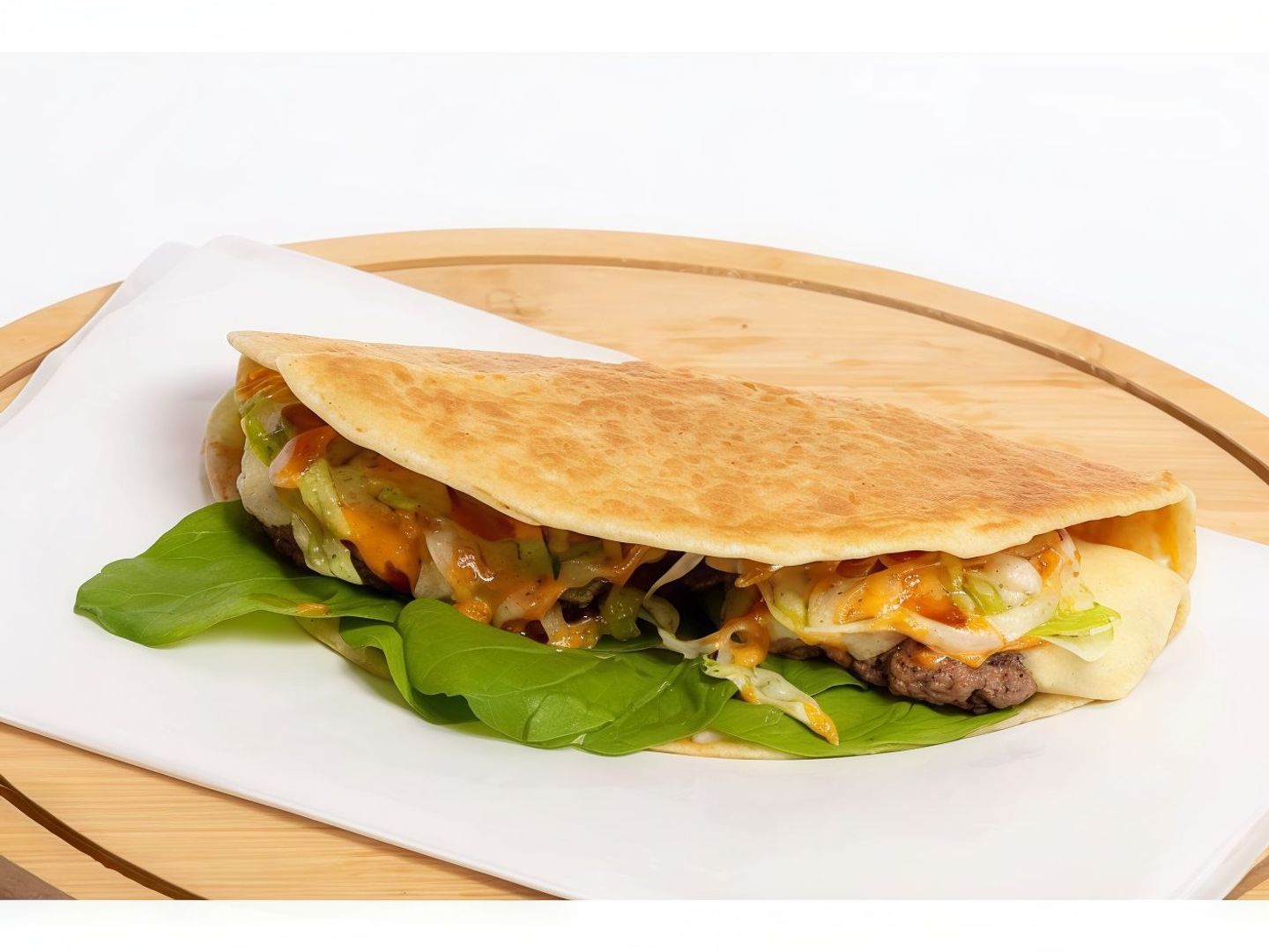 Beef Burger And Cheese Chapati Paratha