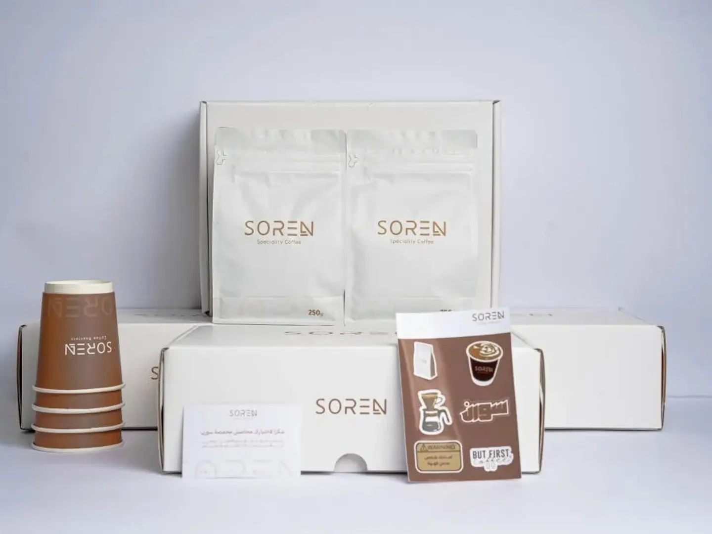 بوكس فاكهي محصولين قهوة 250 غرام مع اكواب