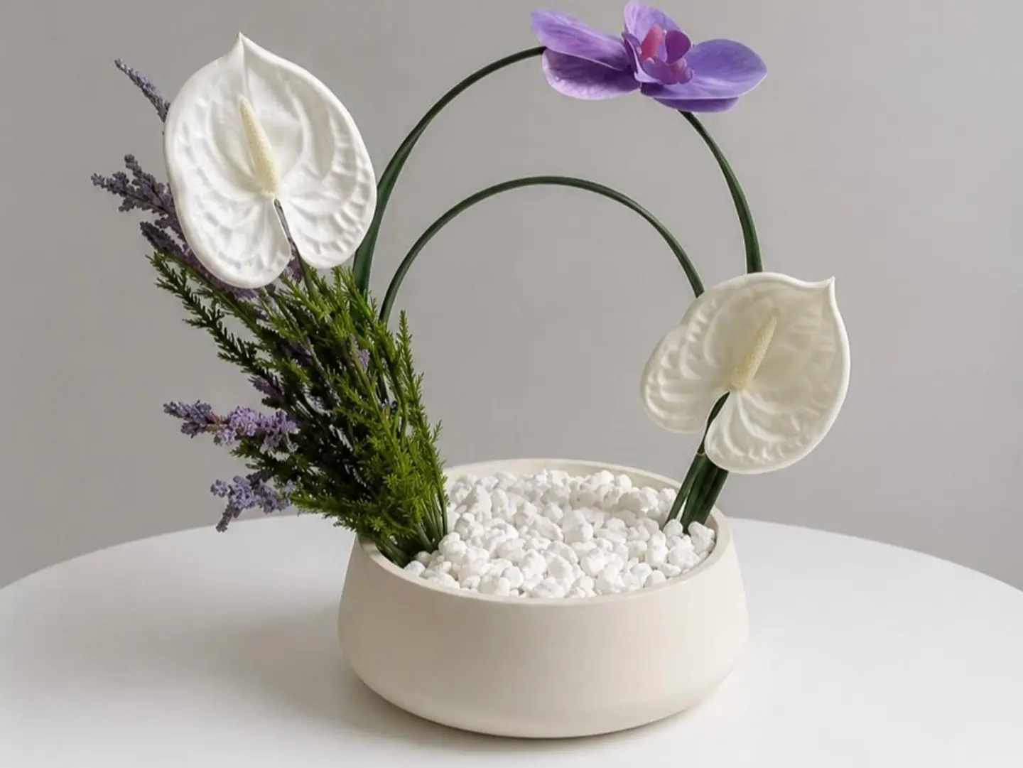 Elegant Base With Artificial Roses