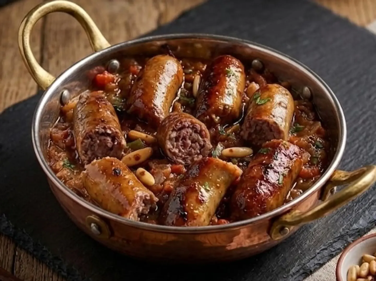 نقانق اللحم مع صوص الخشخاش