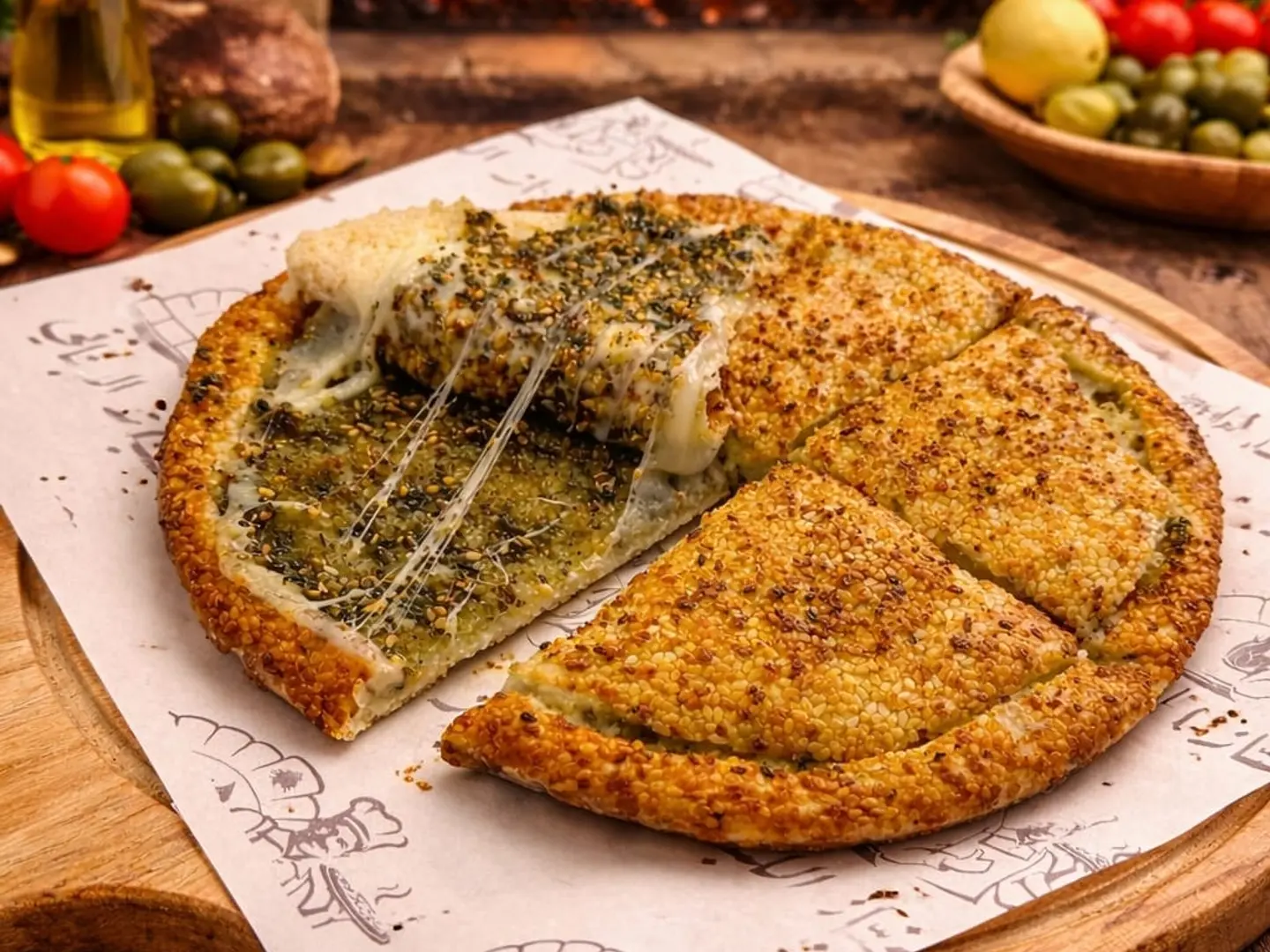 كعكة طرابلسية بالزعتر والجبنة