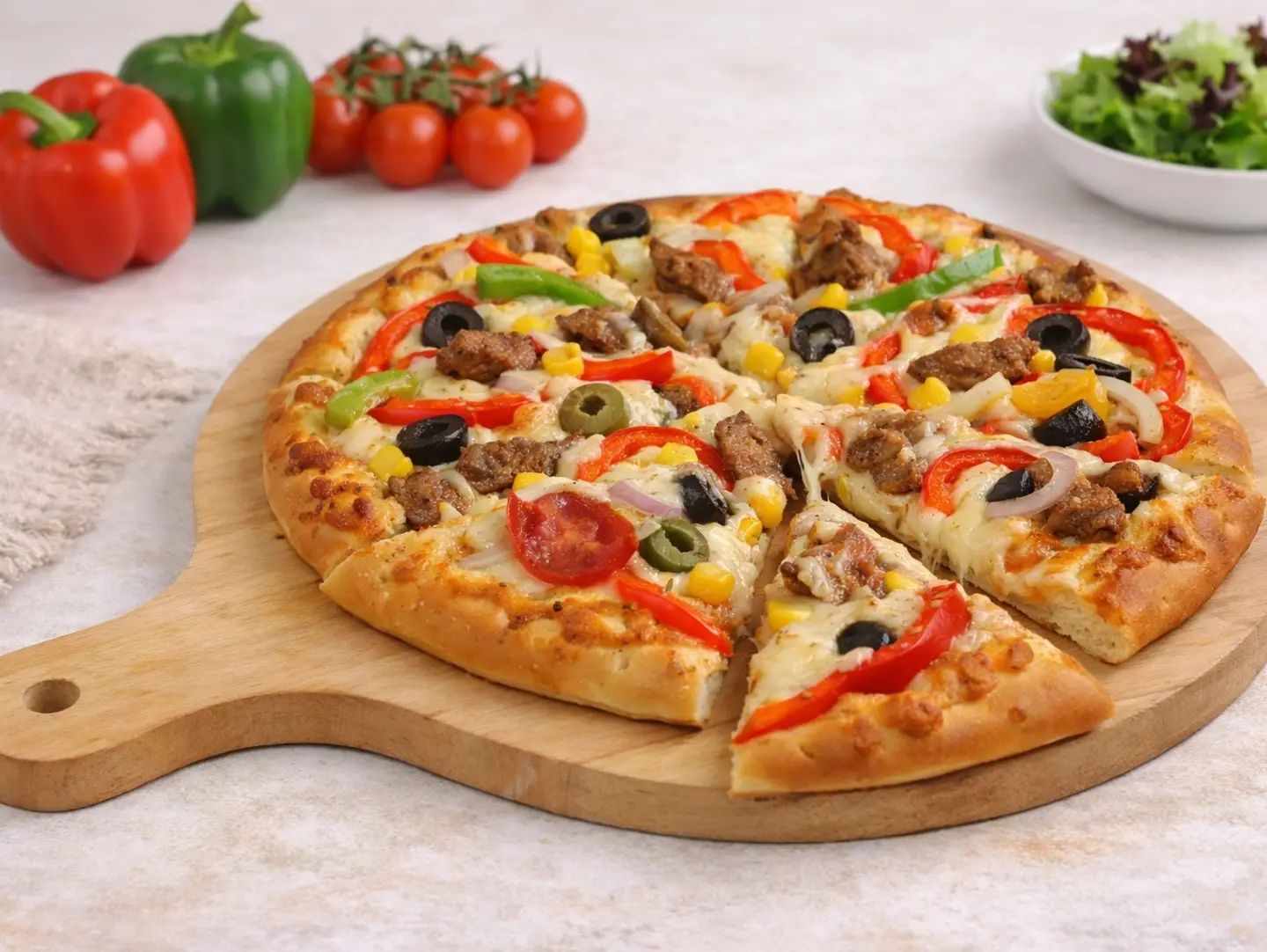 بيتزا خضار صغير - عجين أبيض