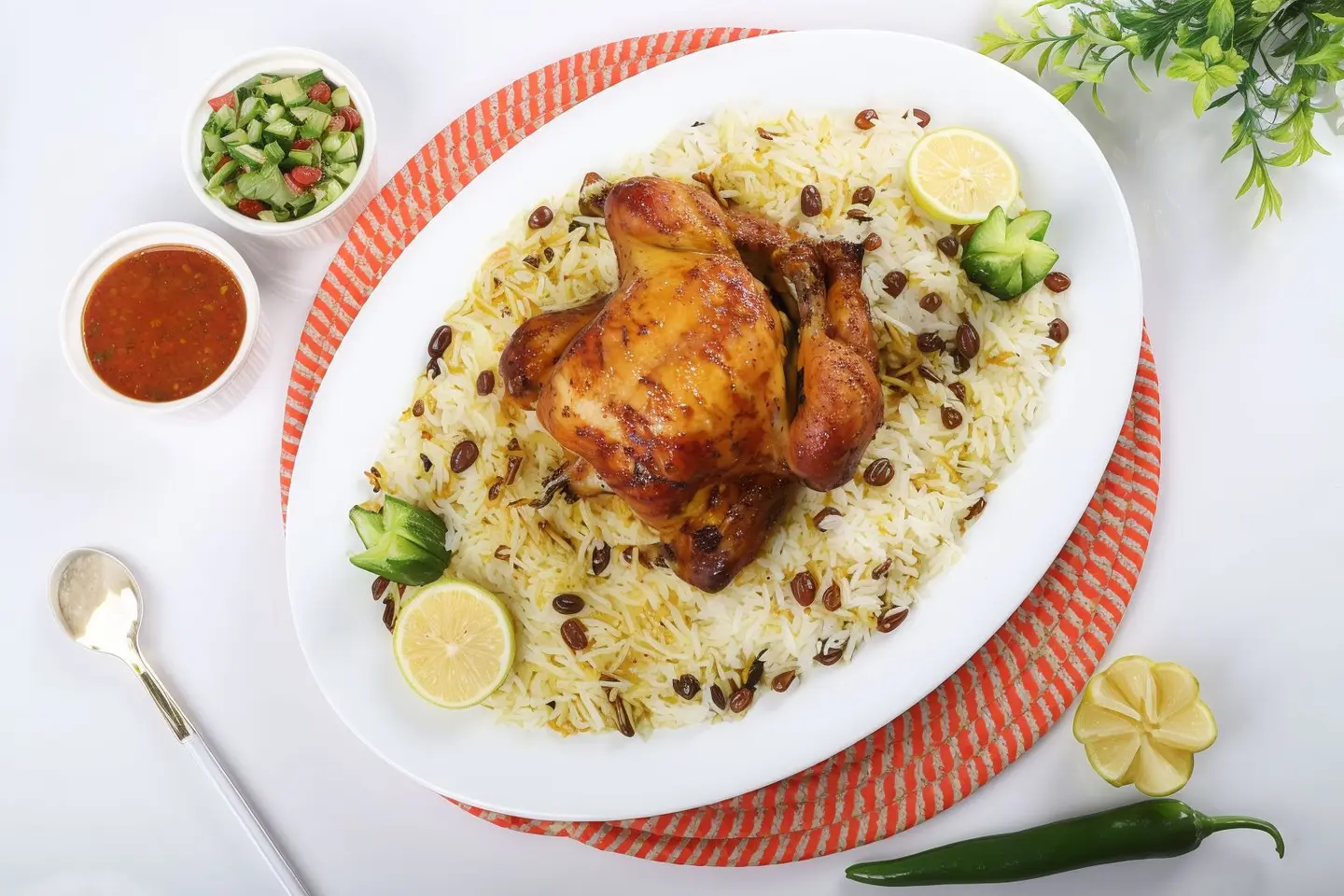 حبة دجاج شواية رز ابيض