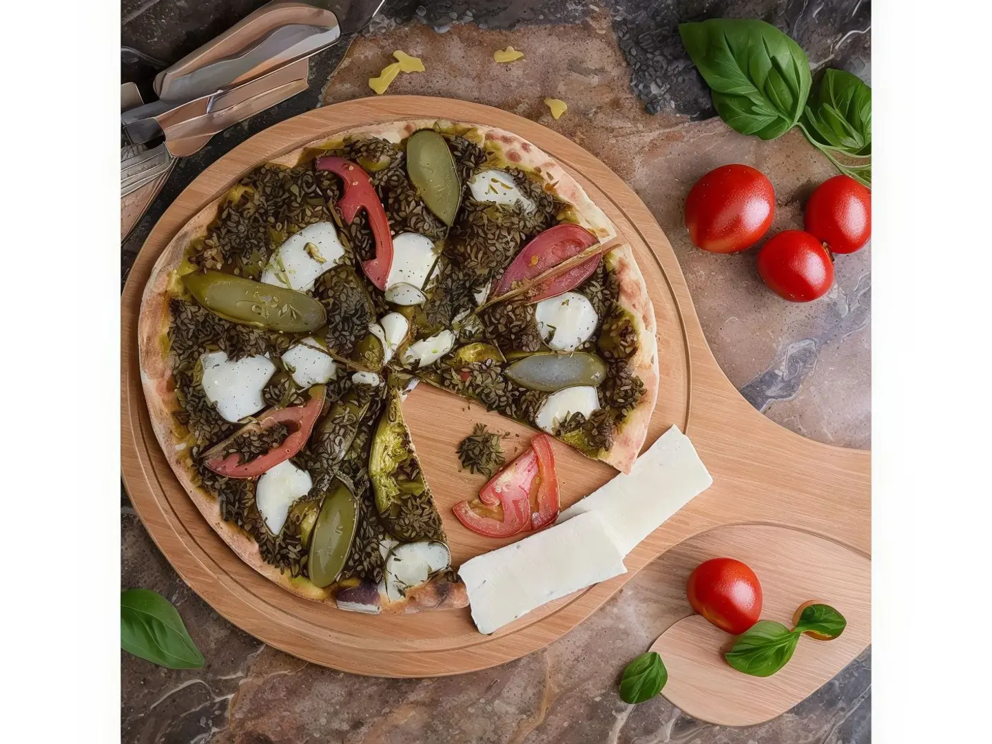 منقوشة زعتر عكاوي بالخضار