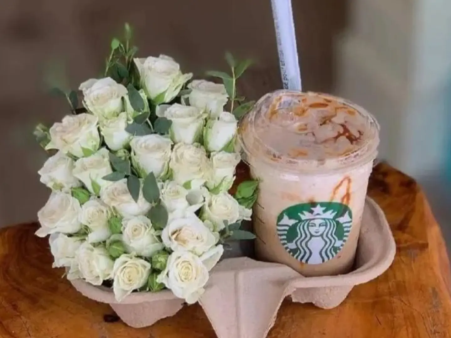 Floral Arrangement With Starbucks Coffee 9