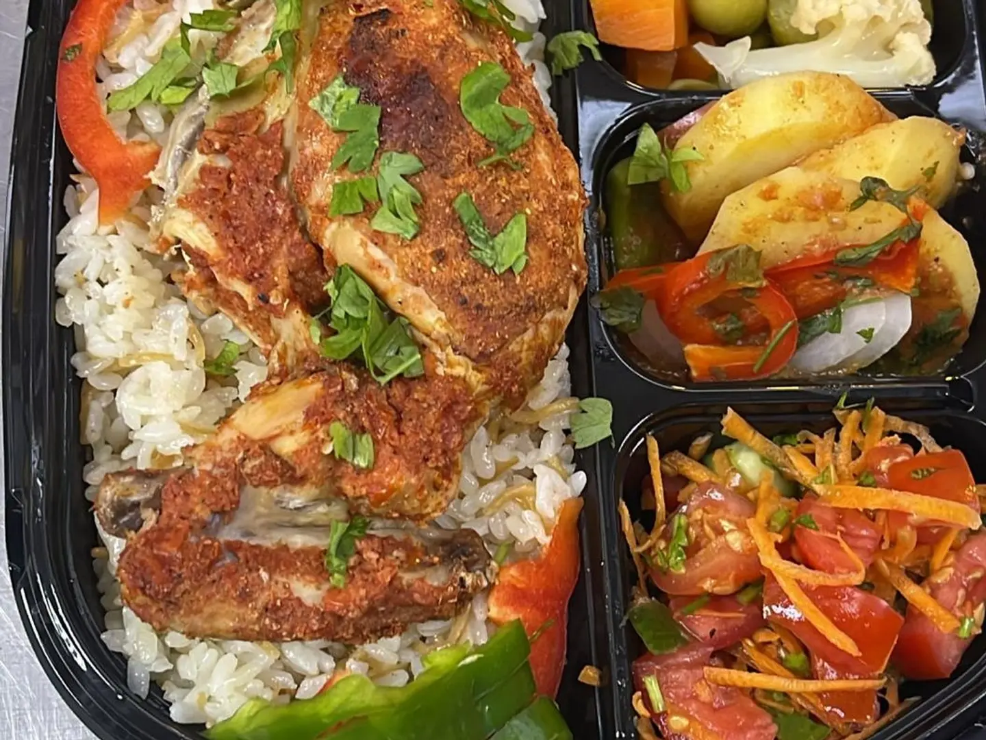 Ramadan Offer 3 (Quarter Chicken Meal, Egyptian Rice, Cooked Potatoes, And Kinza)