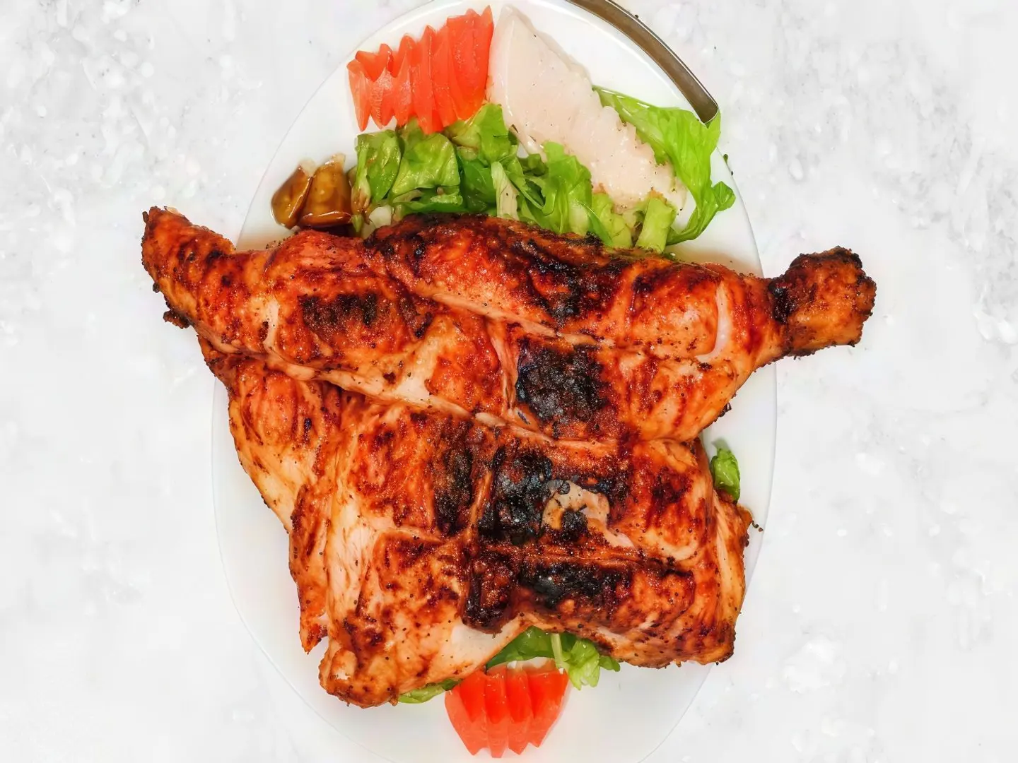 نص دجاج على الفحم سادة