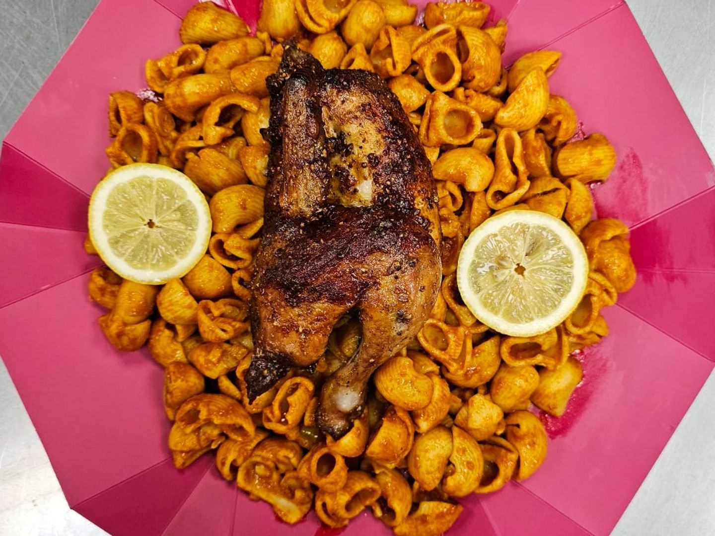 Half Grilled Chicken With Makarone
