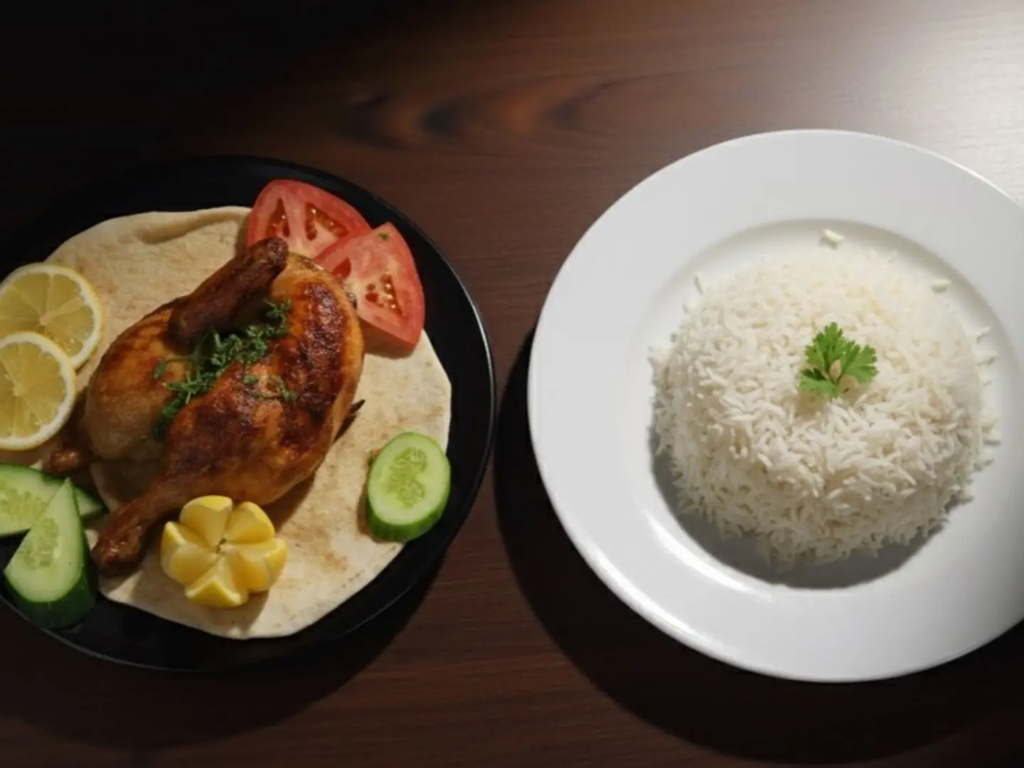 نص حبة دجاج شواية مع الرز