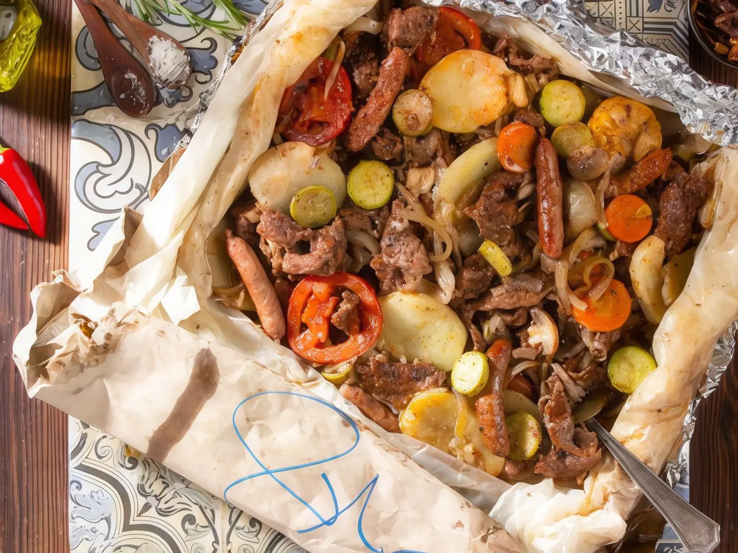 ورقه لحمه بالخضار