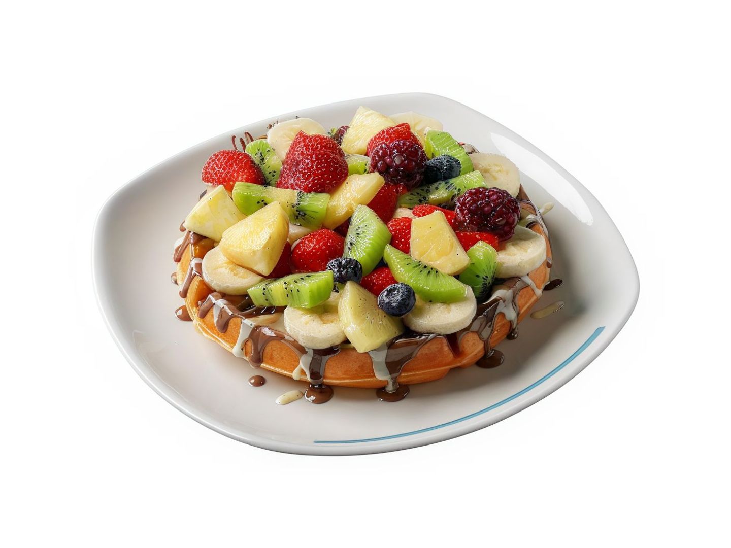 Waffle And Fruit Salad