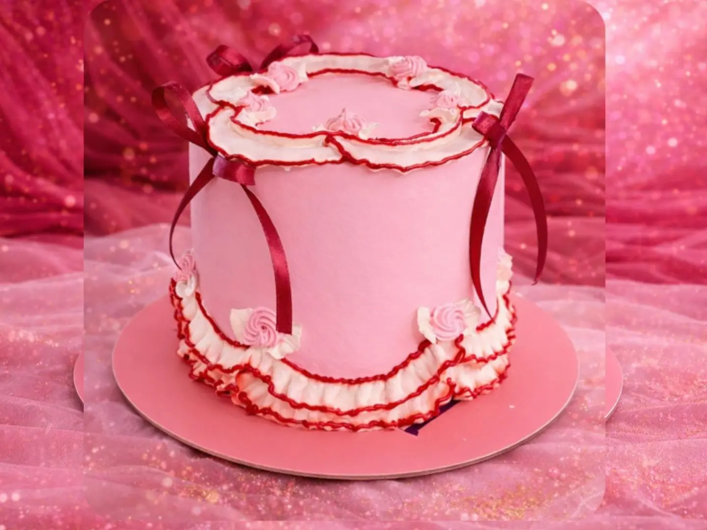 كيك ريبون وردي