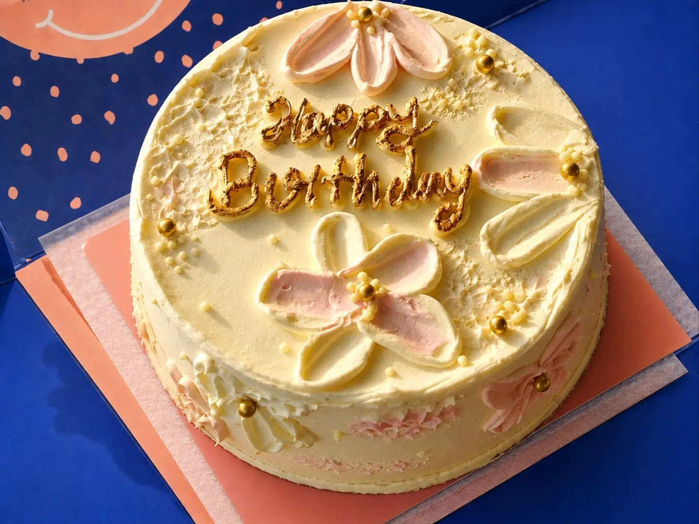 Happy Birthday Cake Flower Gold