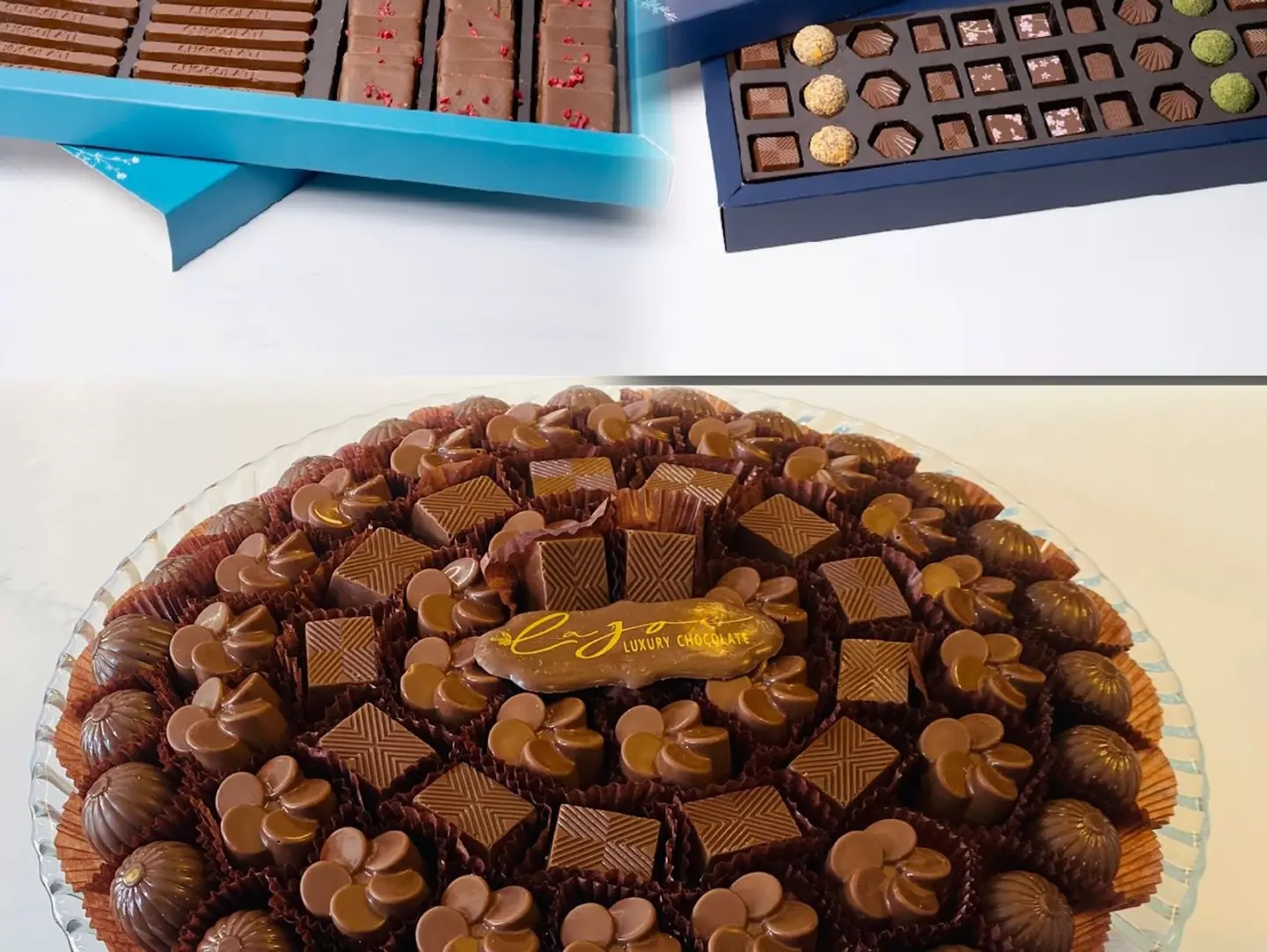 Deluxe Chocolate Tray Combo With A Gift Of 2 Special Chocolate Boxes