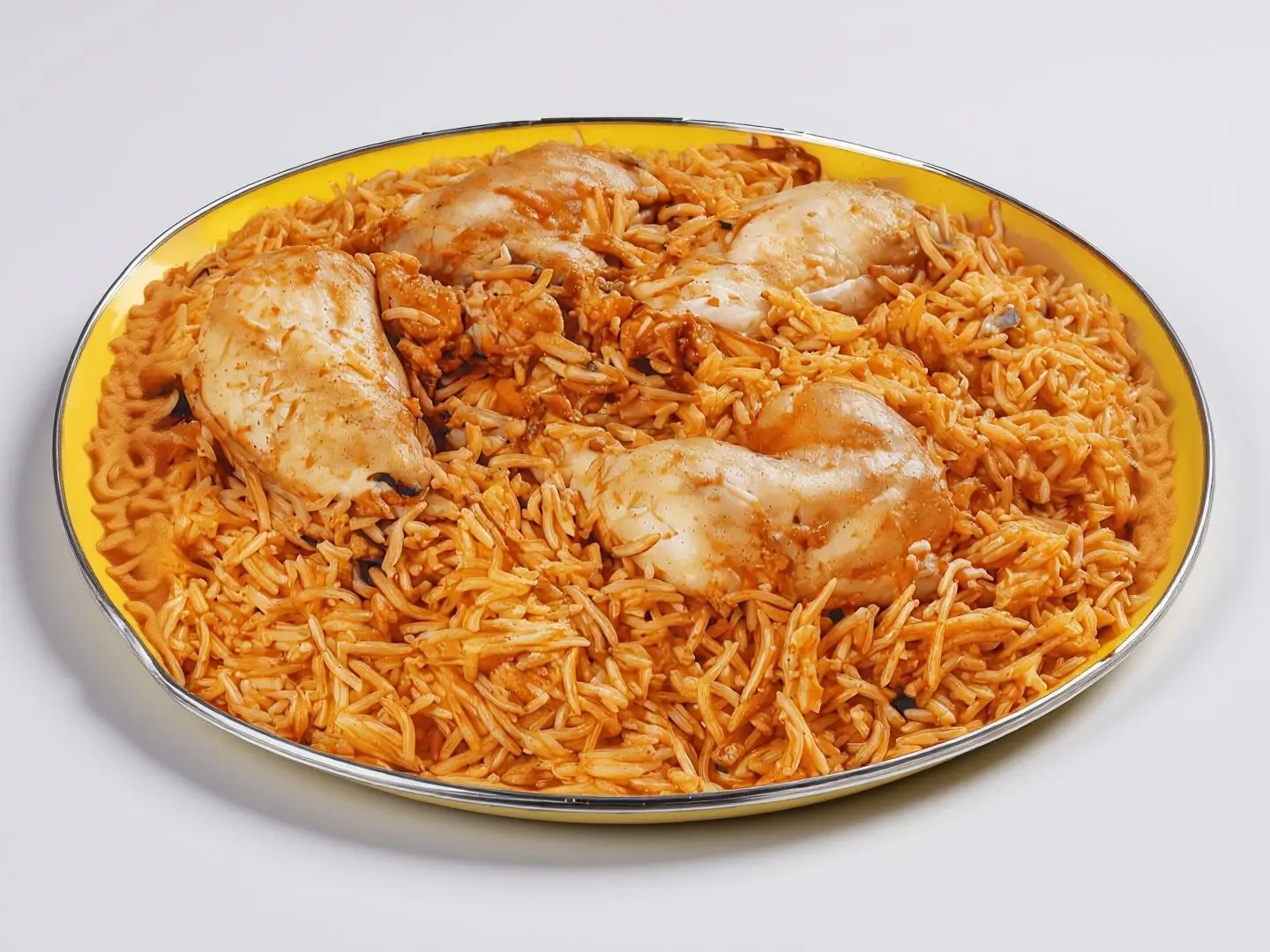 نصف حبة دجاج كبسة مع بشاور احمر