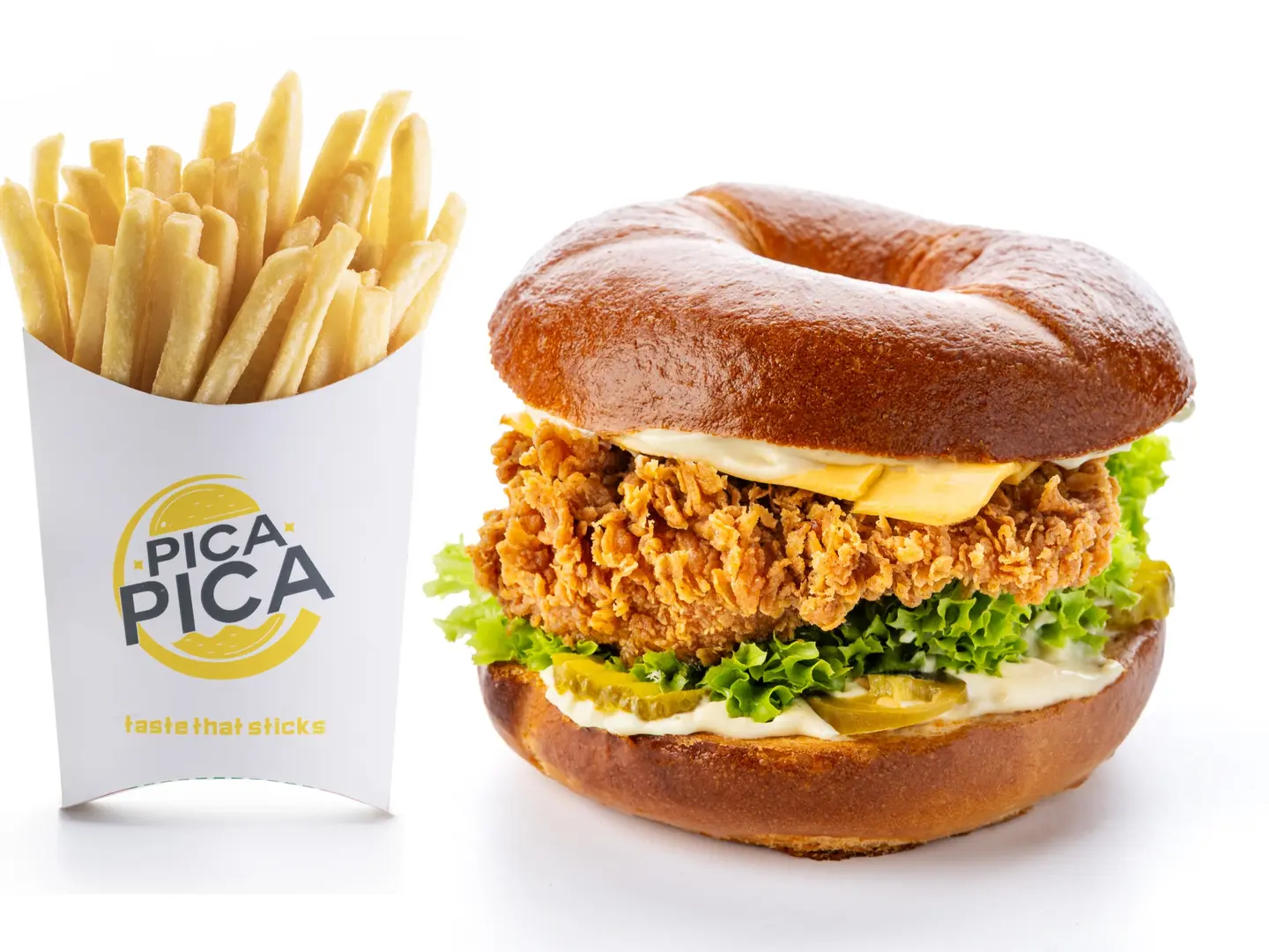 دجاج تندر برجر بيغل مع بطاطس