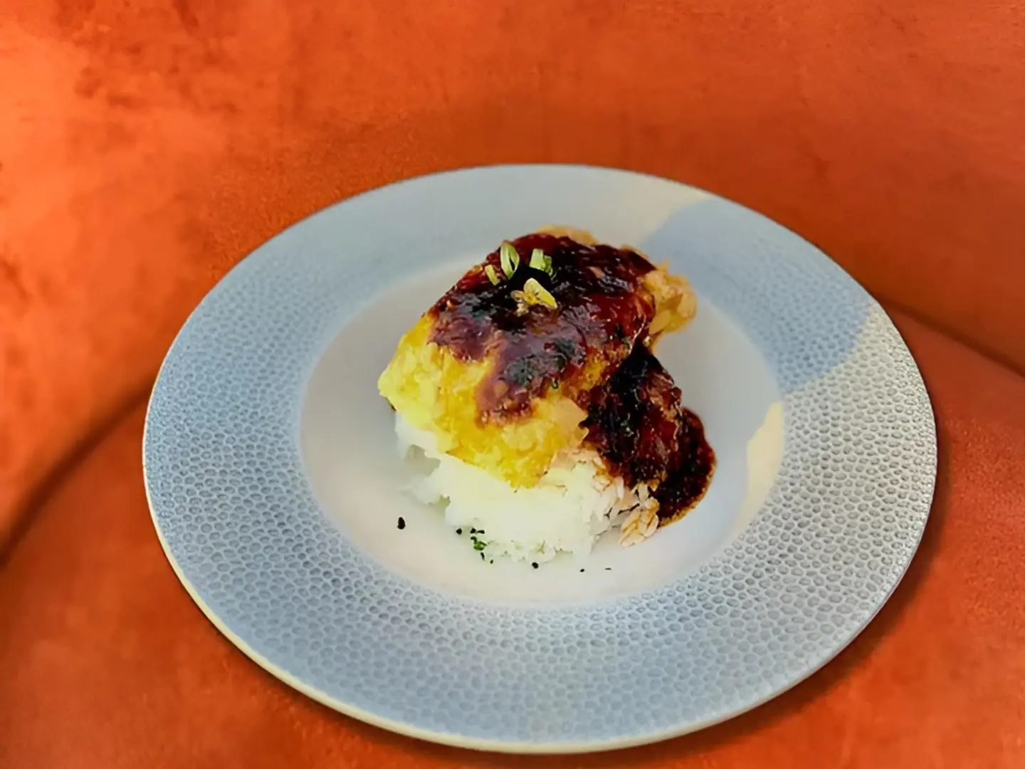 Fried Fish With Japanese Rice & Asian Sauce