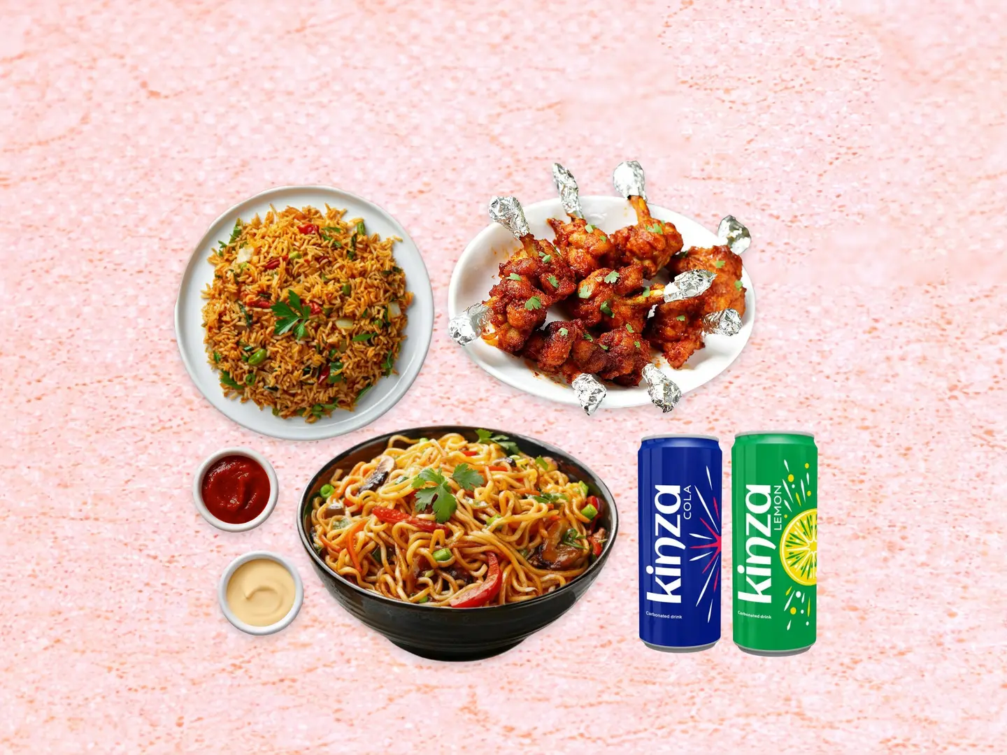 دجاج لولي بوب، نودلز مشكلة، أرز مقلي مشكلة واثنين من الكينزا