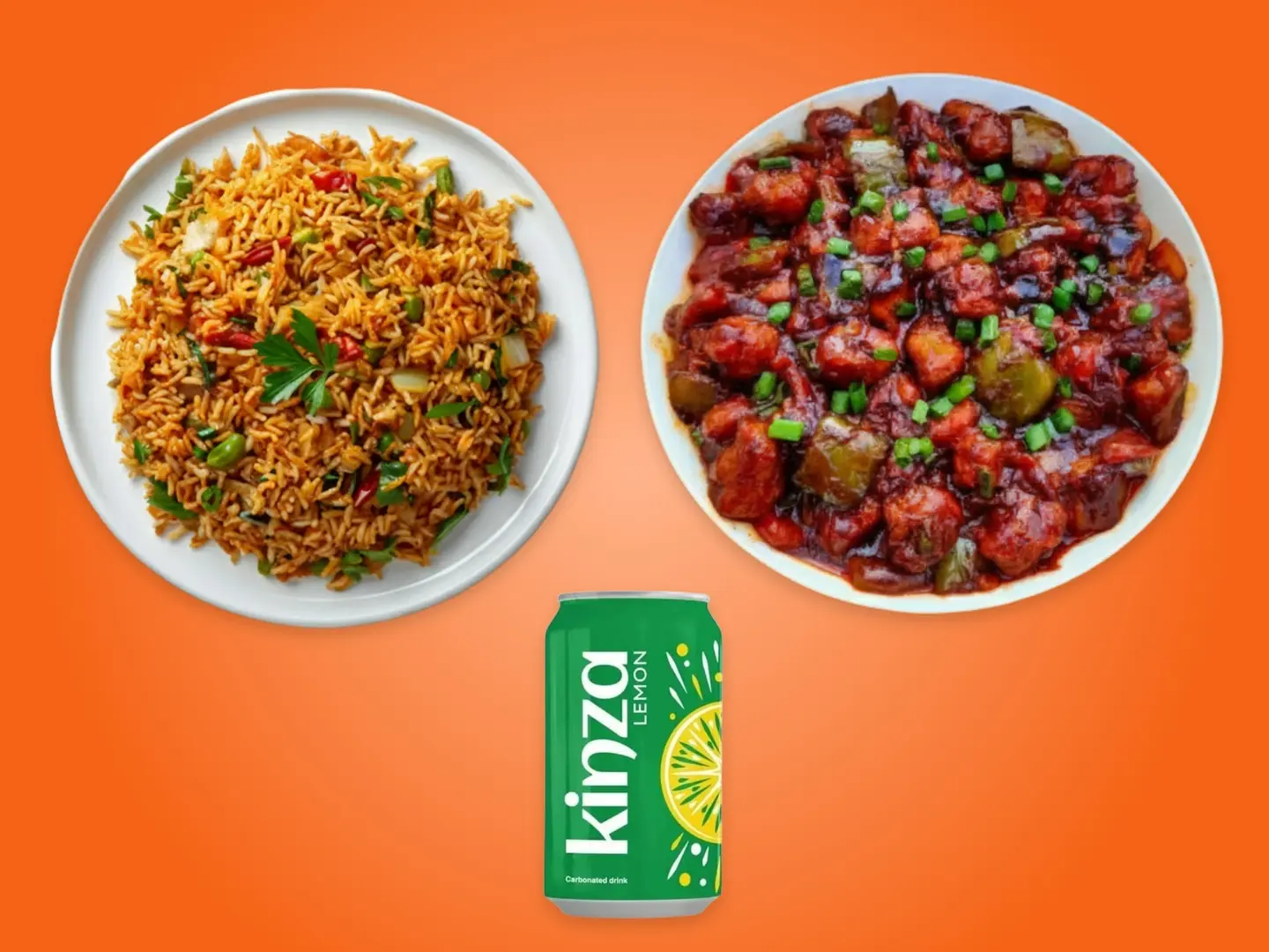 Chicken Manchurian, Mixed Fried Rice & One Kinza
