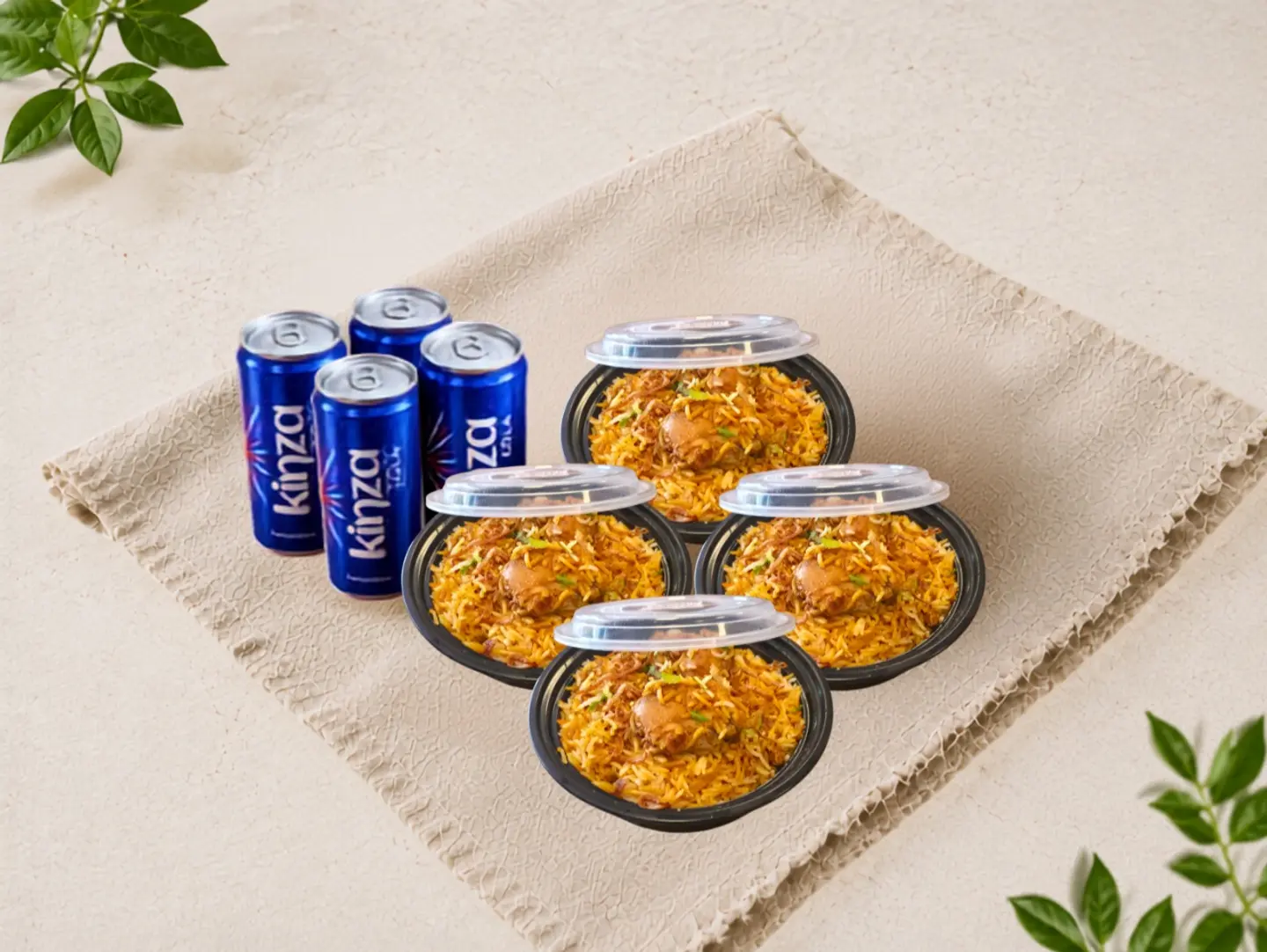 4 Bowl Chicken Biryani With 4 Kinza