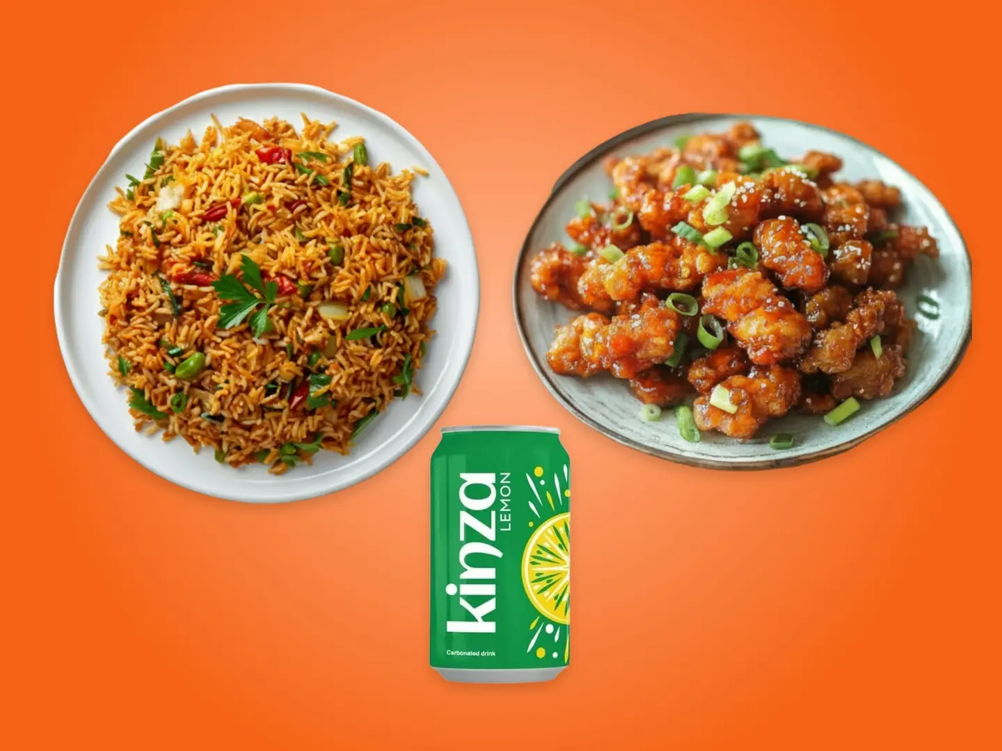 Chicken Chilli, Mixed Fried Rice & One Kinza