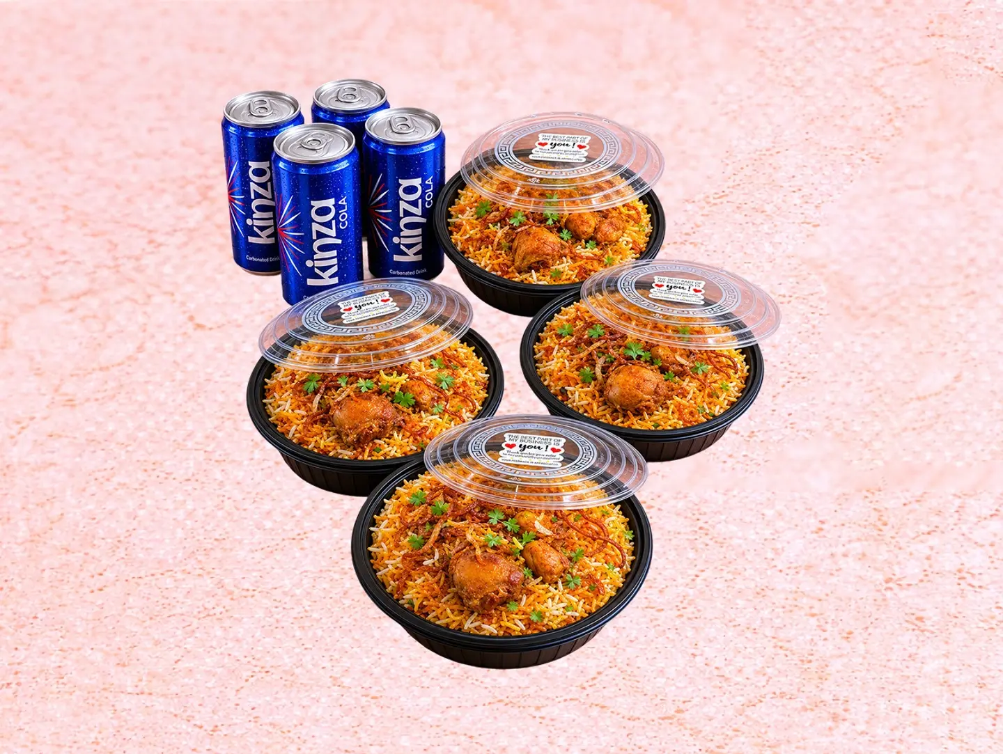 4 Bowl Chicken Biryani With 4 Kinza