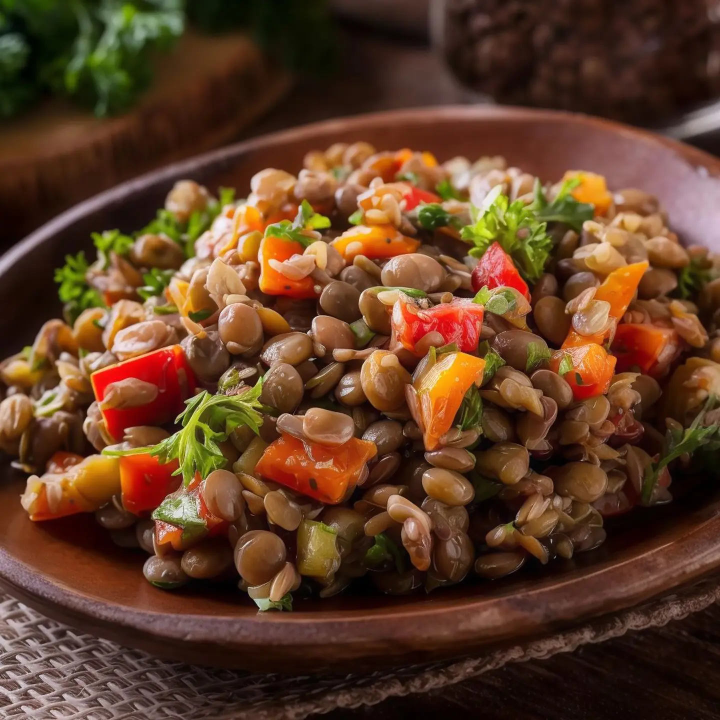 Steamed Lentils With Dokkah And Salads