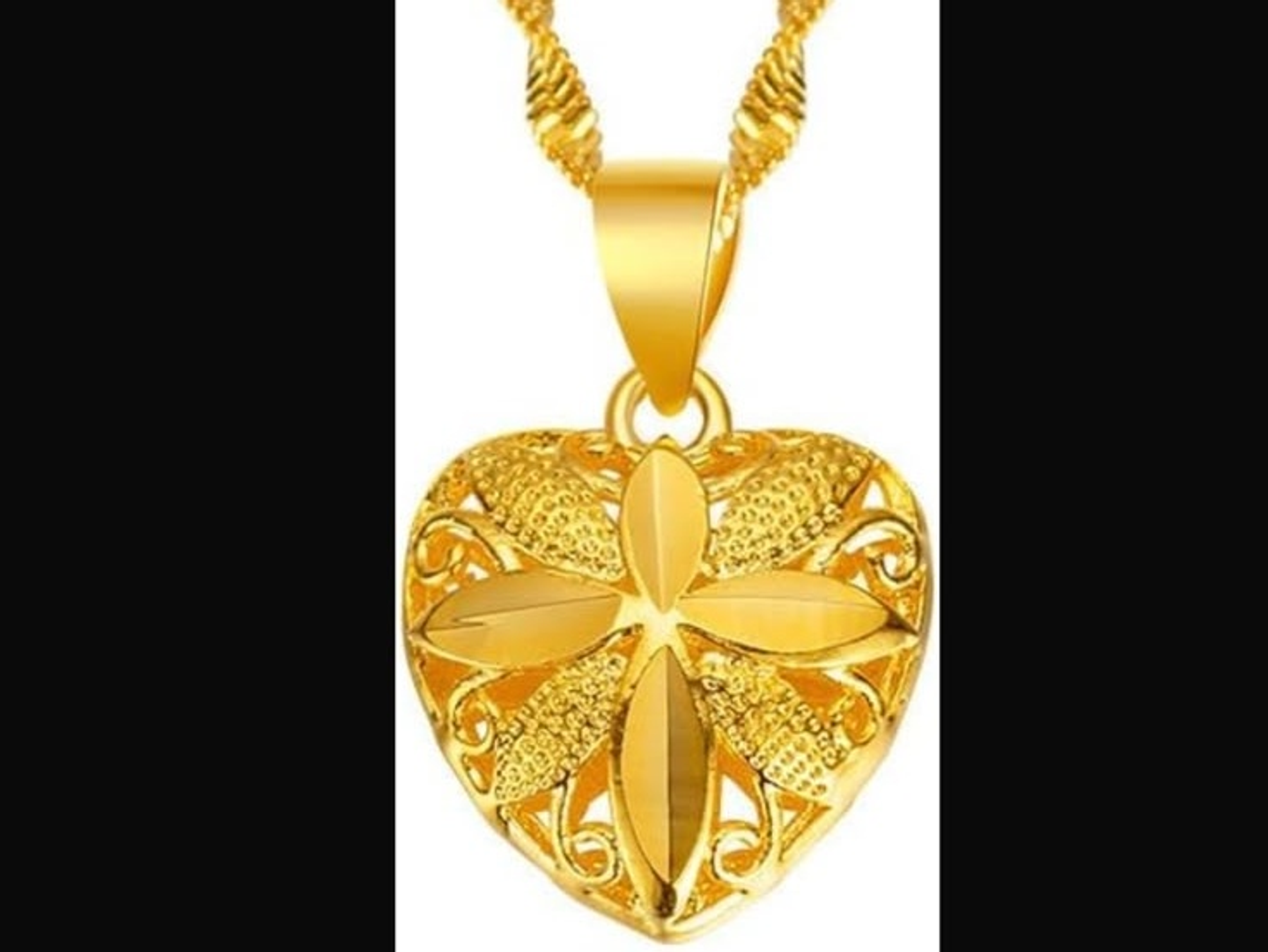 Gold Plated Hollow Heart Necklace