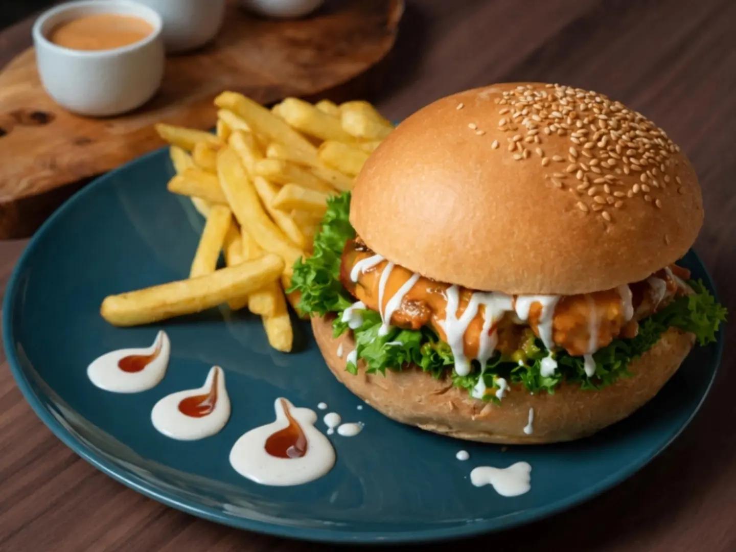 برجر الدجاج بصوص البافلو