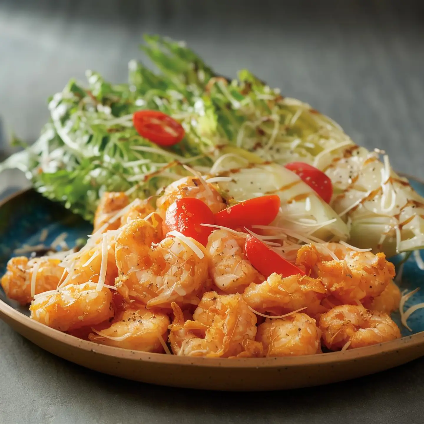 Crispy Parmesan Shrimp Salad