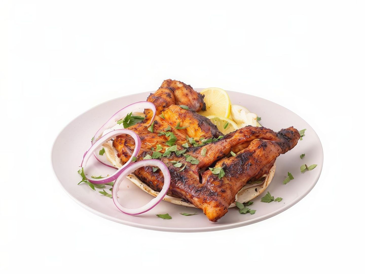 Half Plain Spicy Grilled Chicken On Charcoal