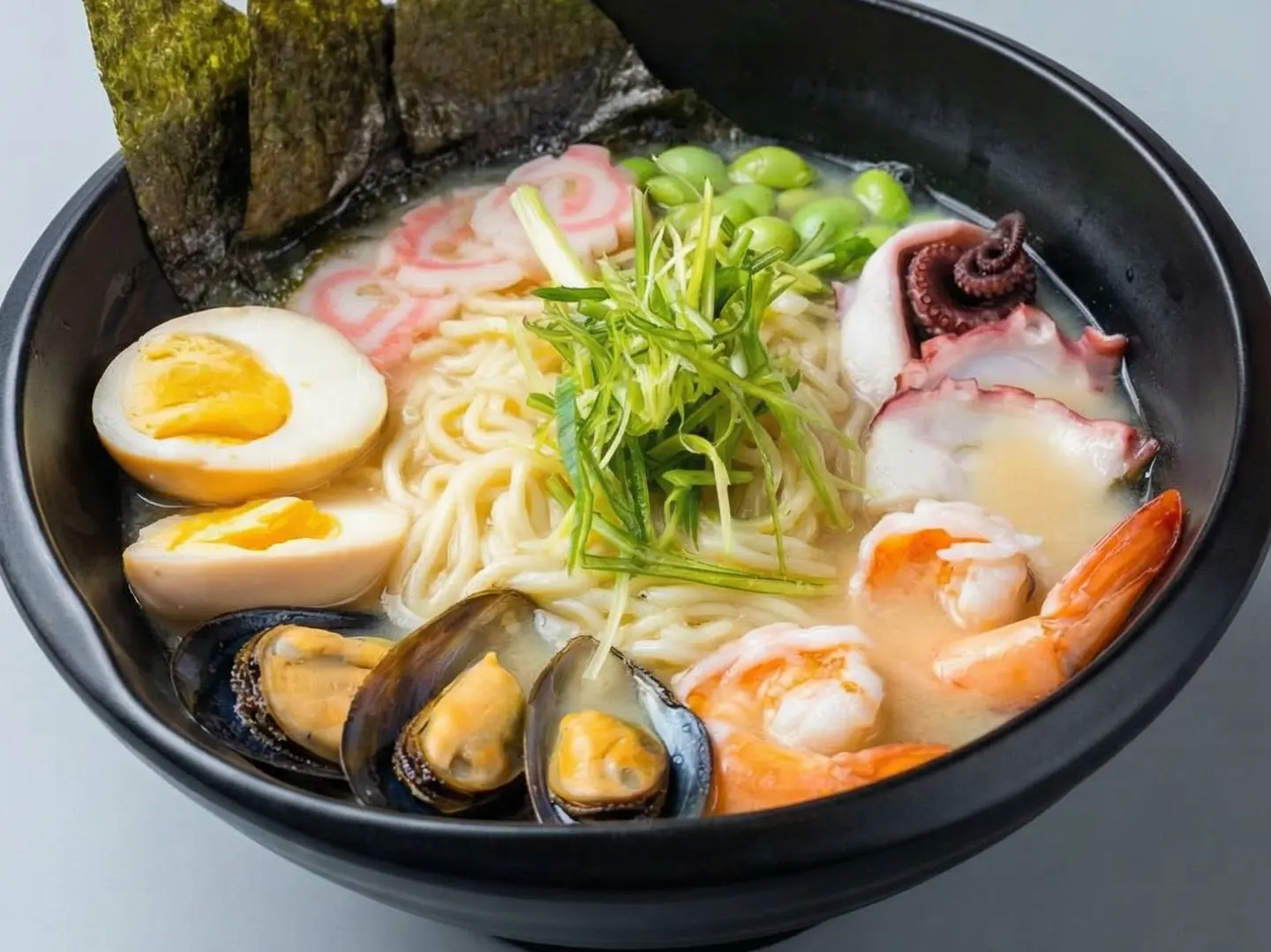 Miso Ramen With Tahina Seafood
