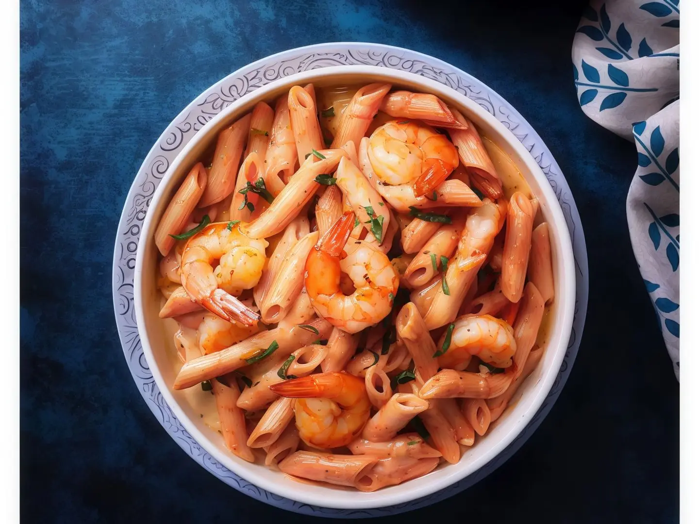 مكرونة صوص احمر بالجمبري
