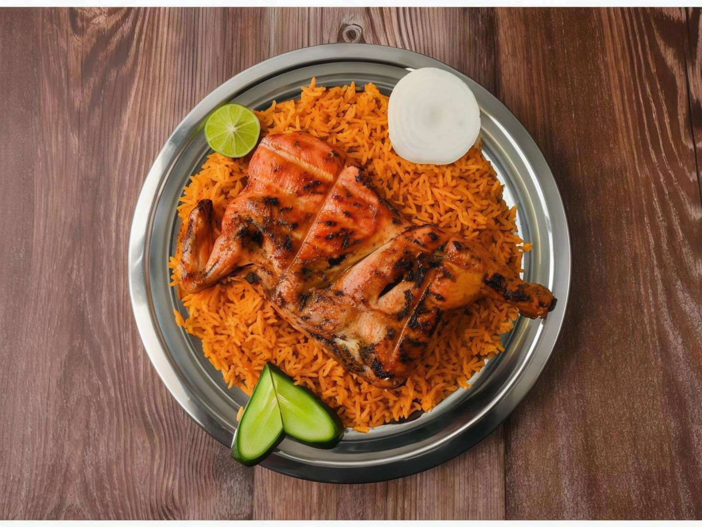 Whole Charcoal Grilled Chicken With Rice