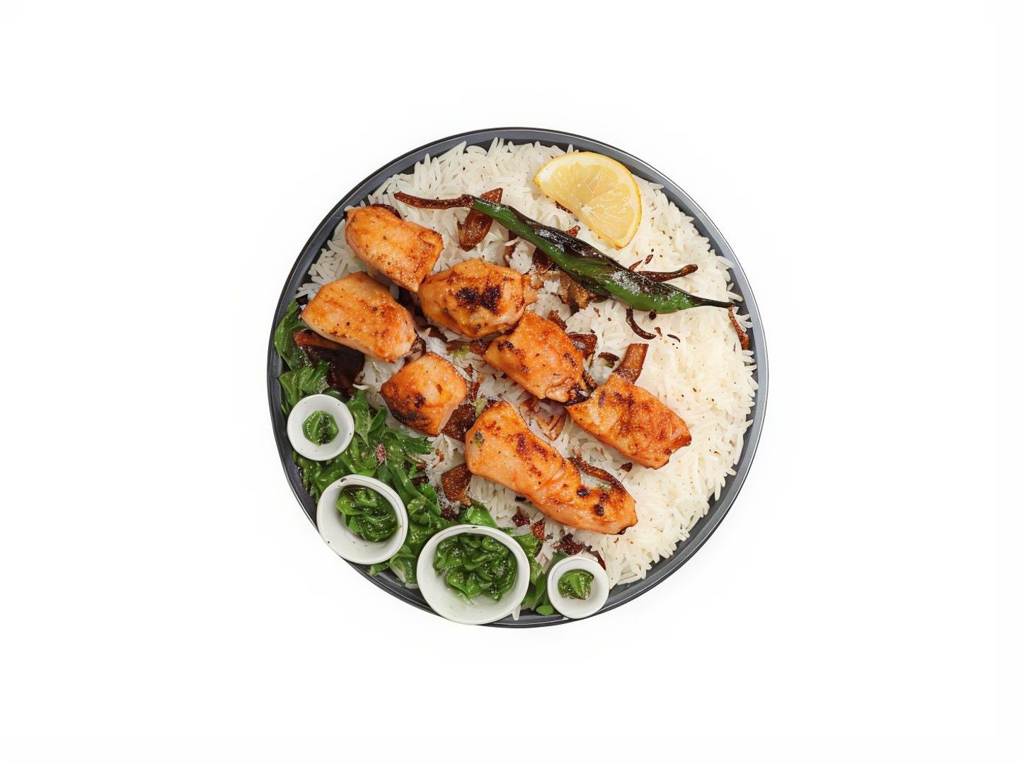 وجبة شيش طاووق مع رز وبطاطس