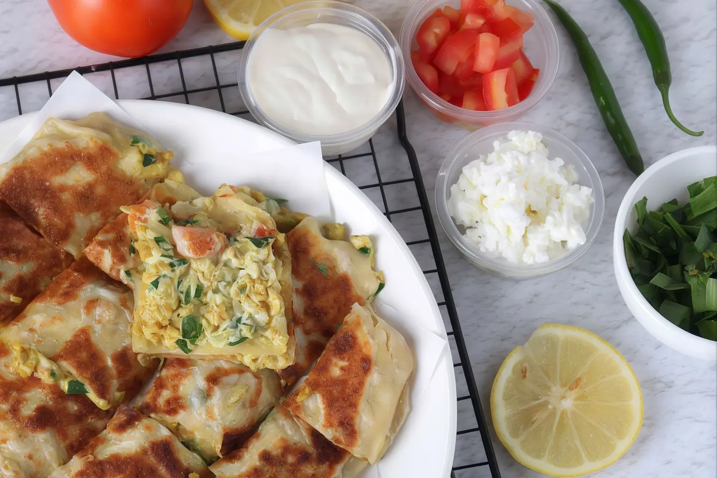 Chicken Mutabbaq With Two Kinds Of Cheese
