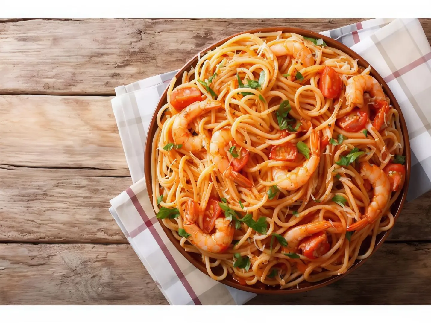 مكرونة جمبري صوص احمر