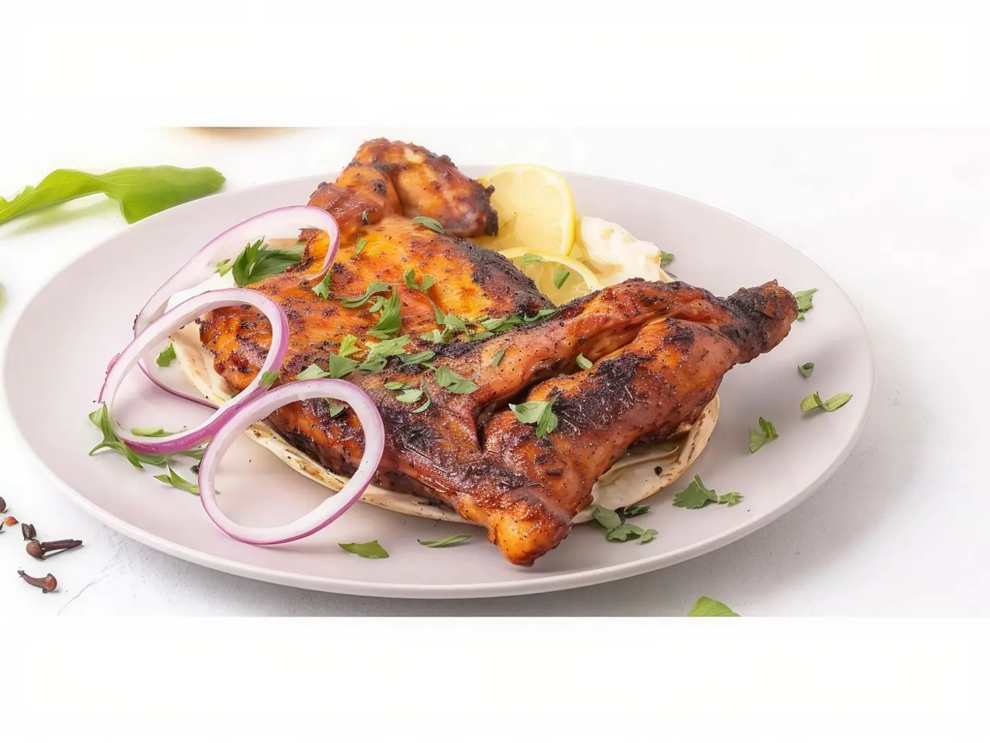 نص حبة دجاج على الفحم سادة