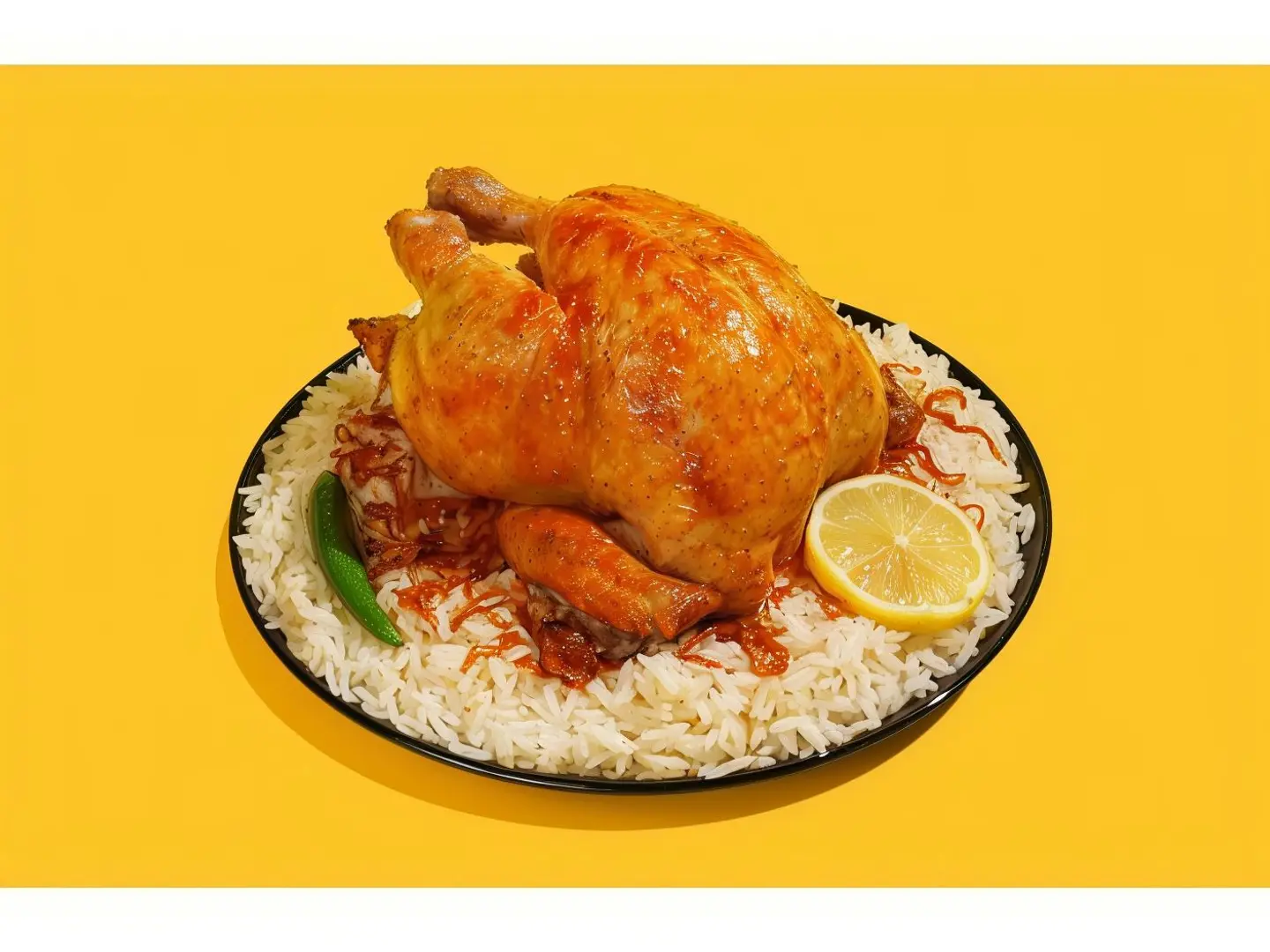 حبة دجاج كاملة شواية مع أرز