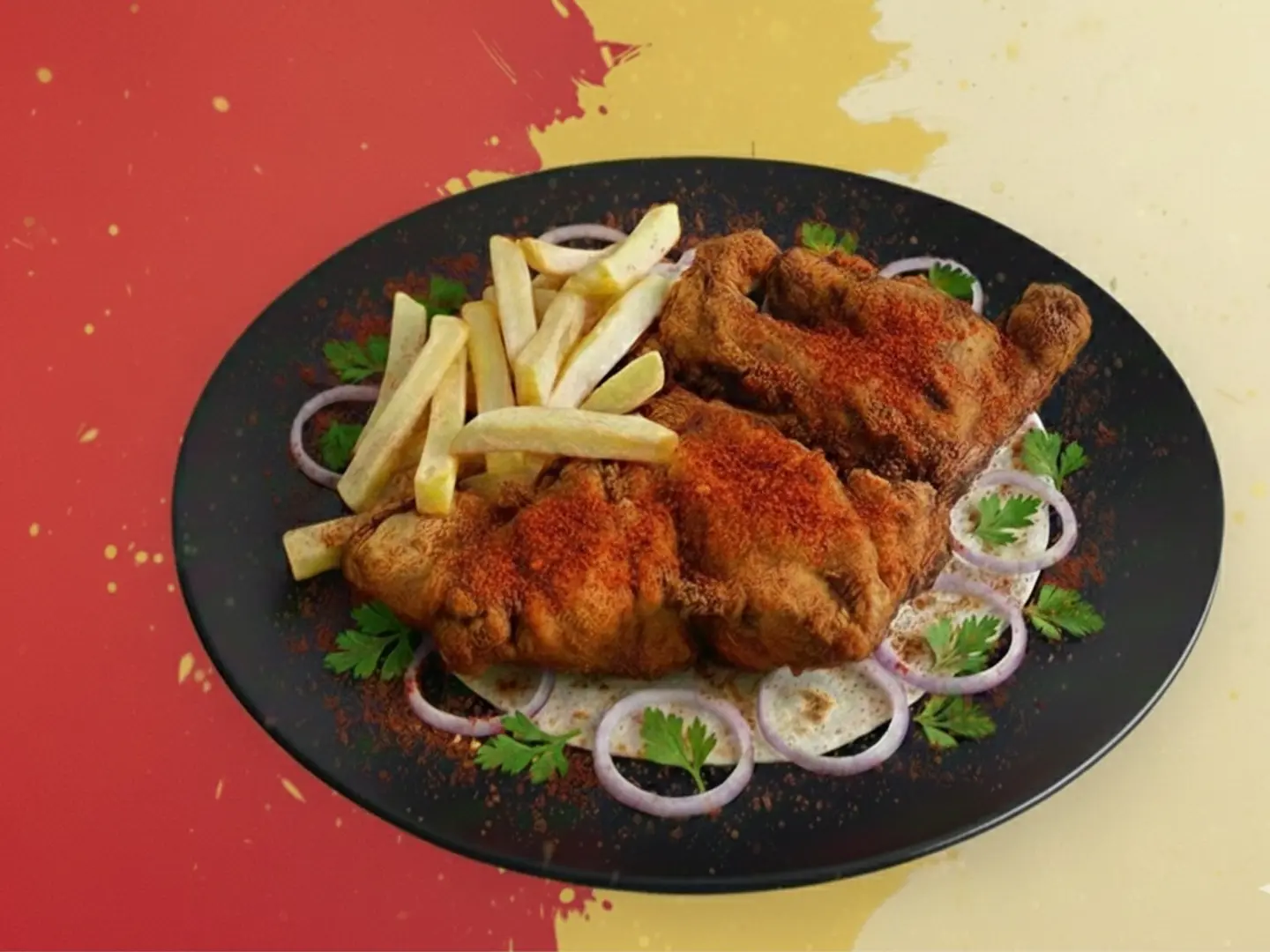 دجاج مقلي حراق ساده-نص